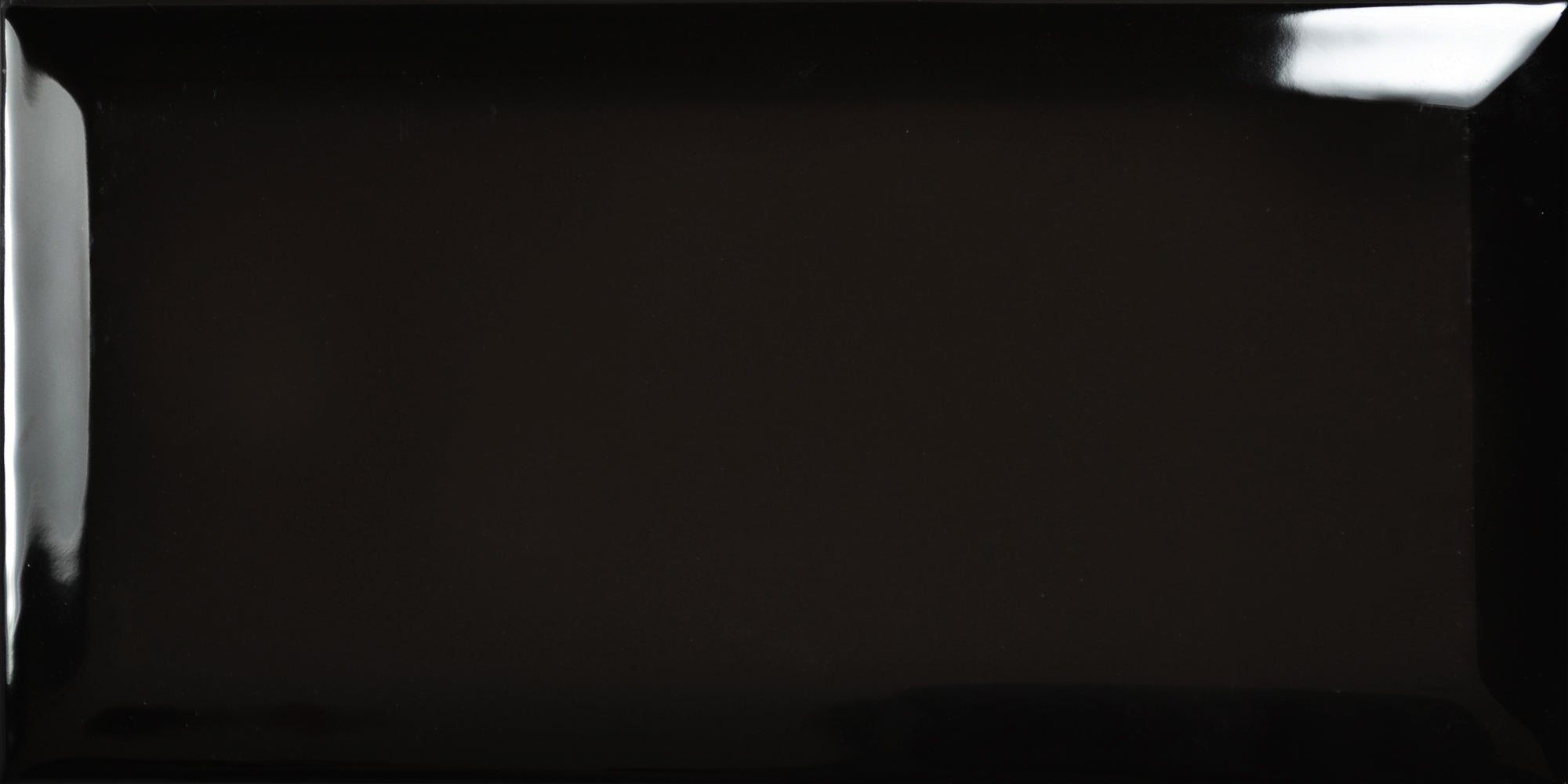 Prismatic Black Brick Bevel Ceramic Gloss Wall Tile 10x20cm