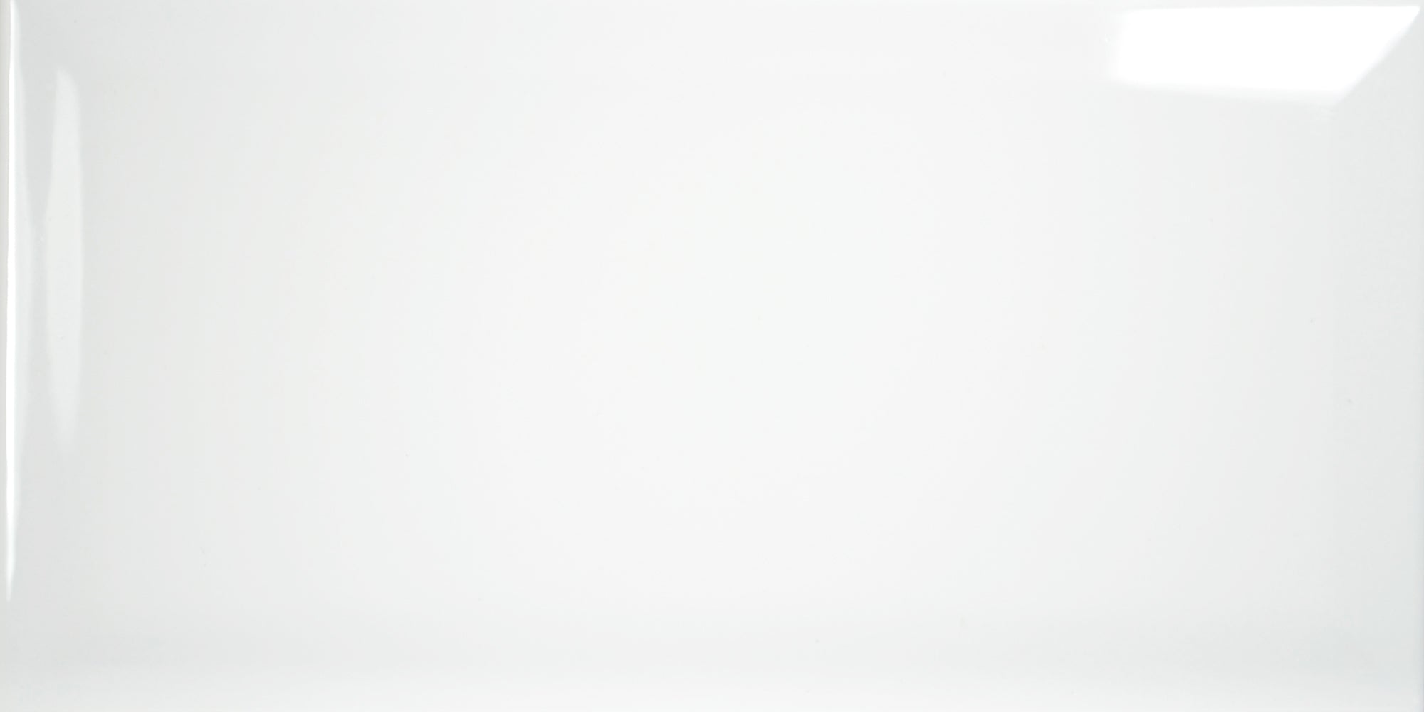 San Metro White Ceramic Gloss Brick Bevel Wall Tile 10x20cm