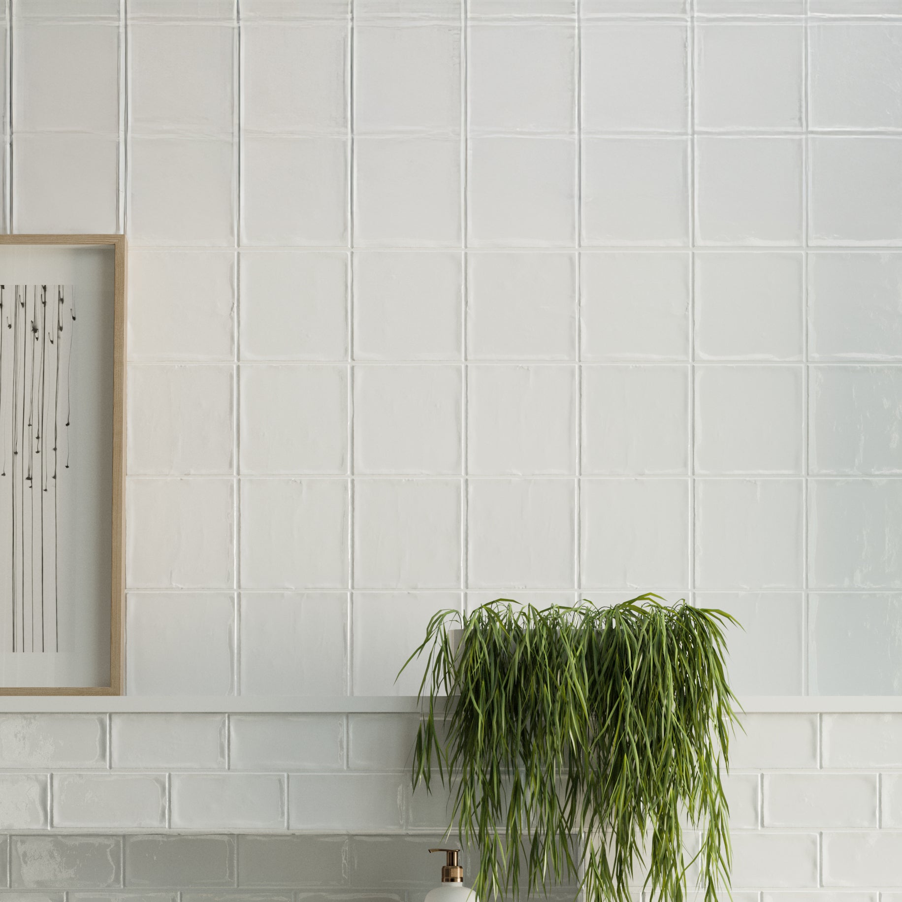 Calleo Neutro Off White Ceramic Gloss Wall Tile 15x15cm