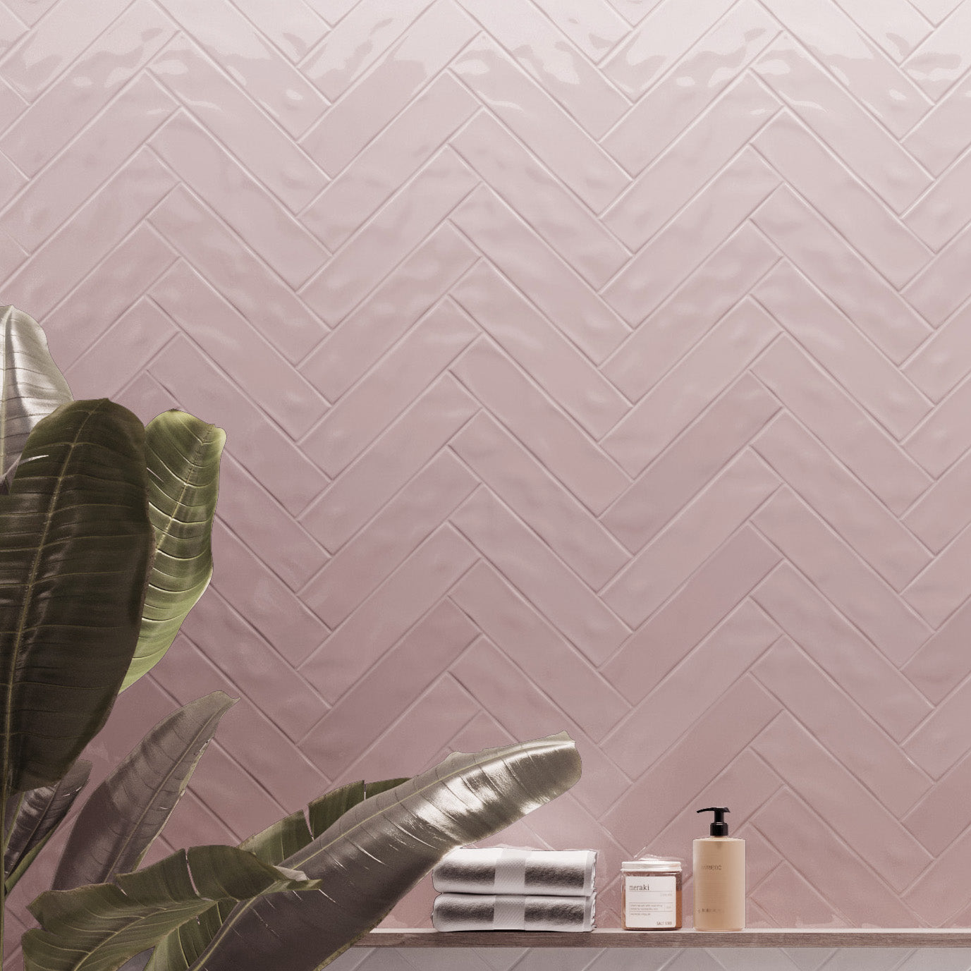 Florida Rosa Pastel Pink Ceramic Gloss Wall Tile 7.5x30cm