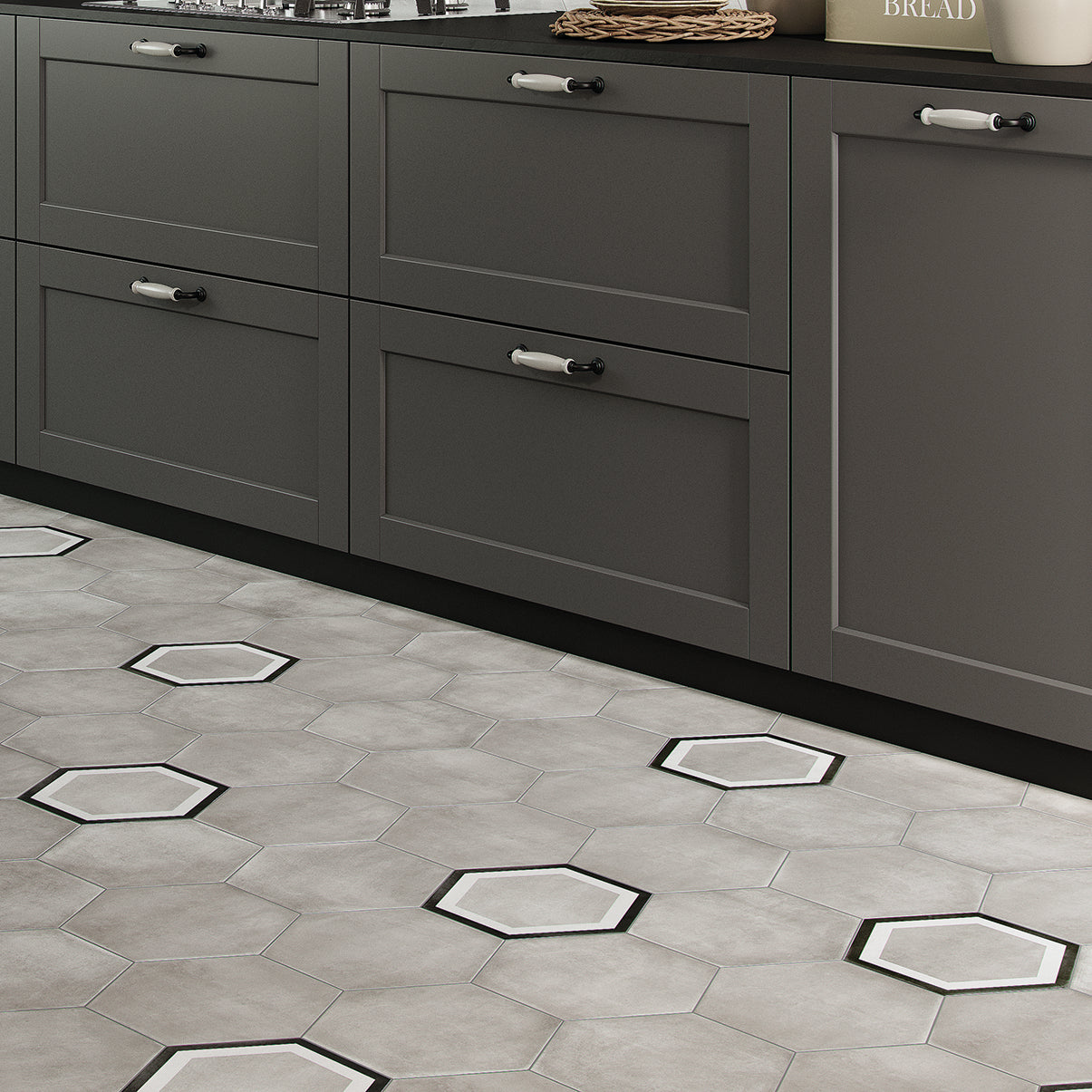 Cremona Grey Hexagonal Porcelain Matt Tile 23x27cm