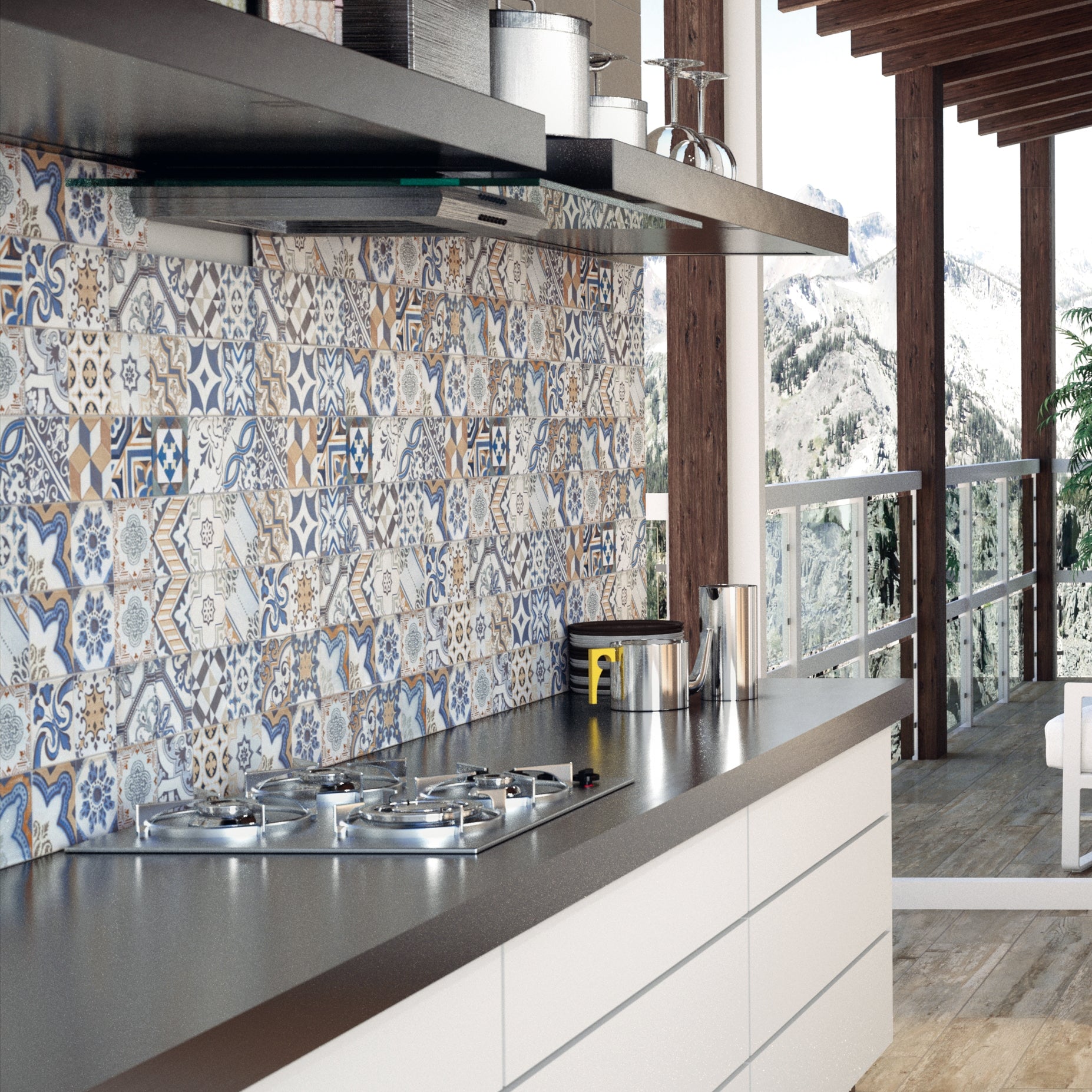 Bellagio Warm Decor Pattern Ceramic Gloss Wall Tile 10x30cm