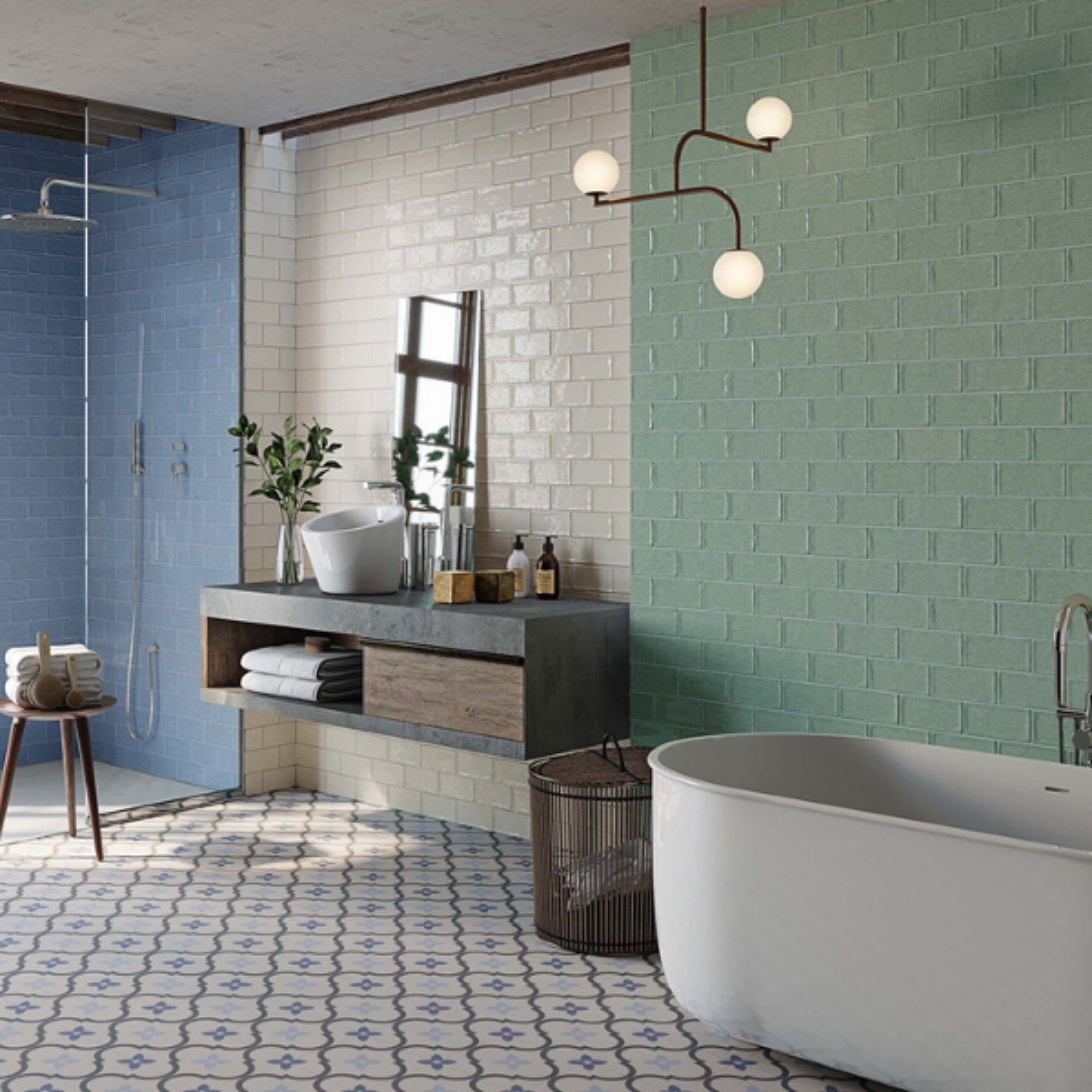 Ashby Azul Blue Ceramic Gloss Brick Wall Tile 7.5x15cm