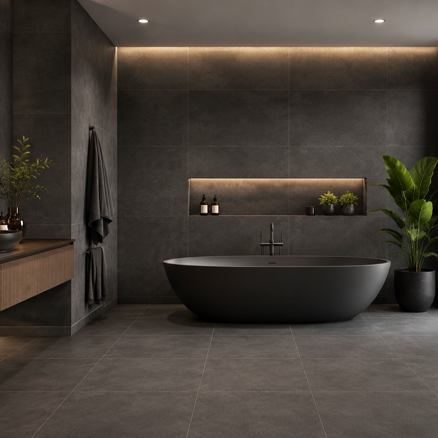 Athena Anthracite Porcelain Slip Resistant Tile 59.8x59.8cm
