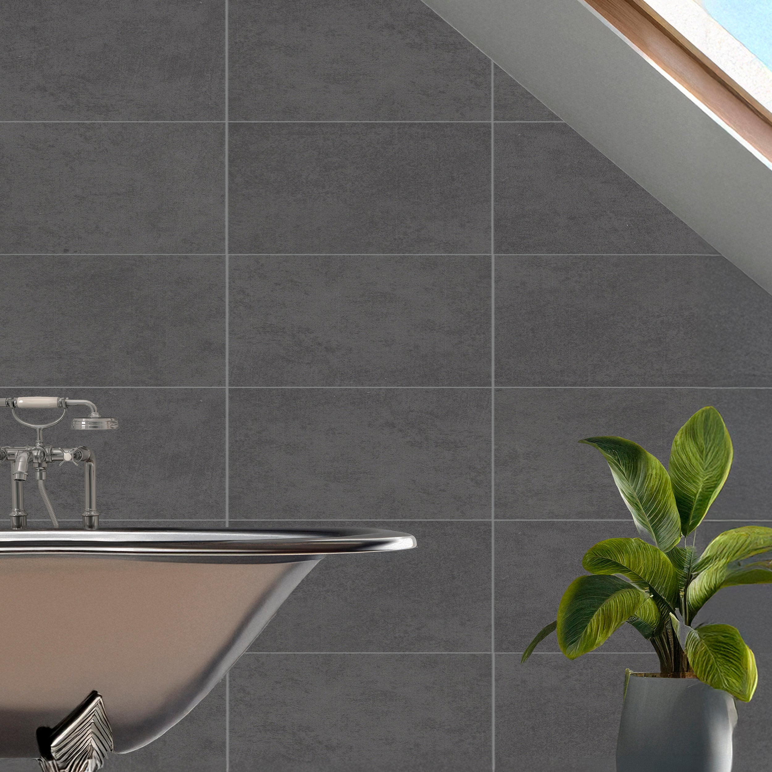 Athena Anthracite Porcelain Slip Resistant Tile 29.8x59.8cm