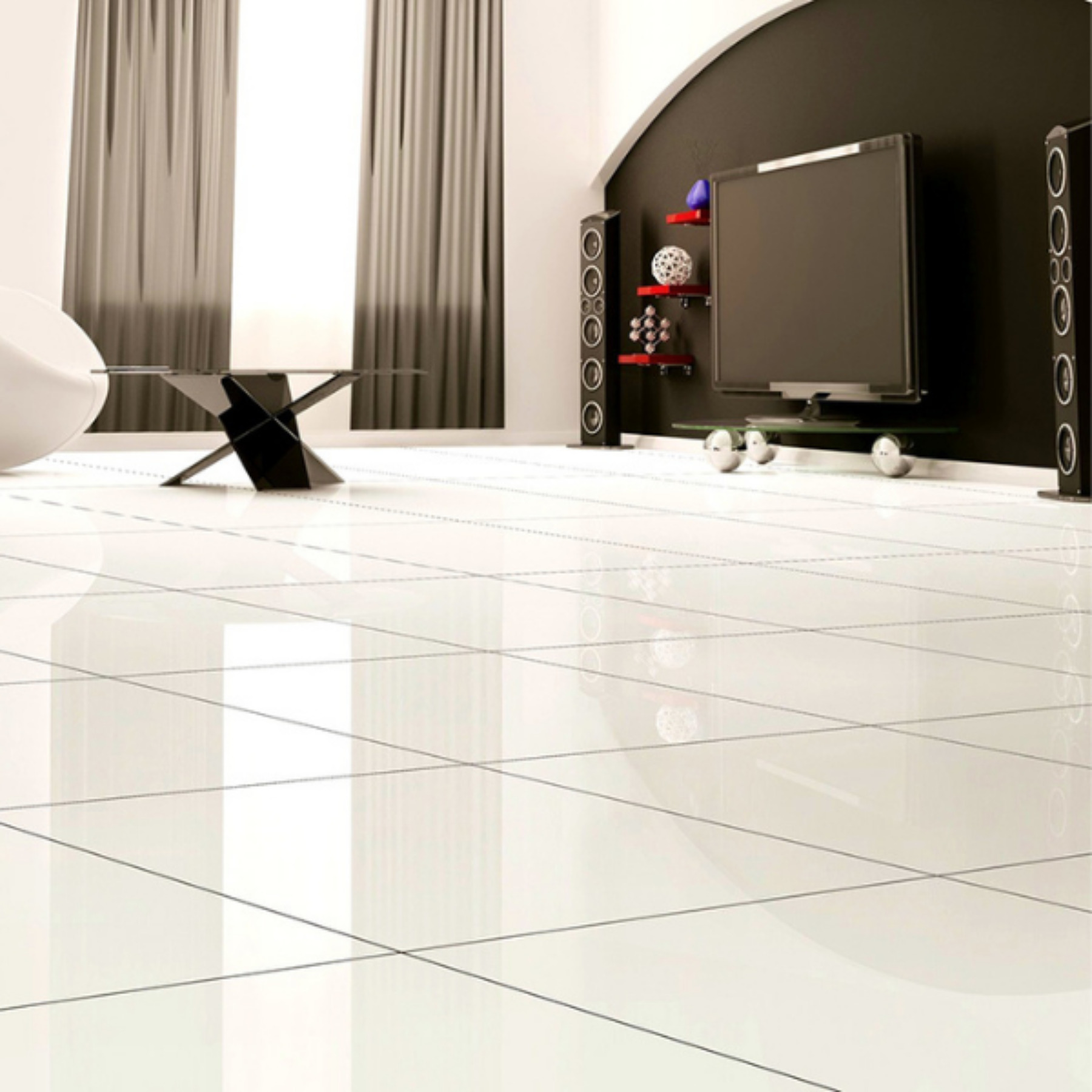 Alpina White Rectified Polished Porcelain Tile 80x80cm