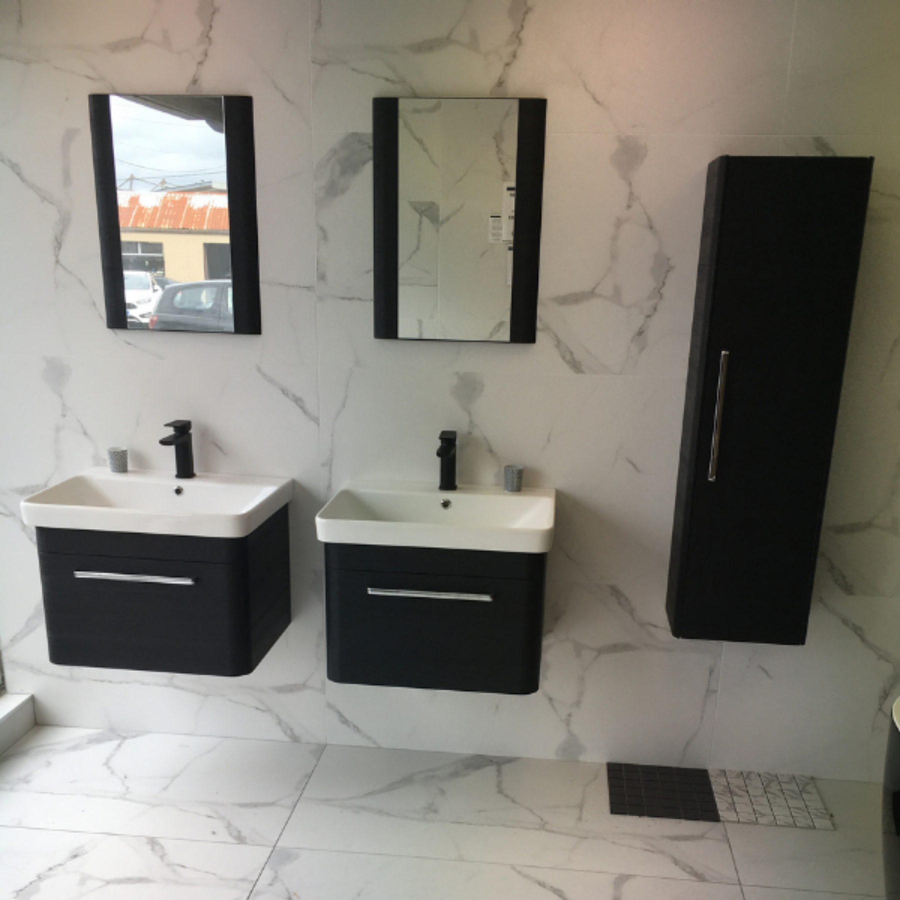Asia White Carrara Marble Effect Porcelain Matt 99.9x99.9cm