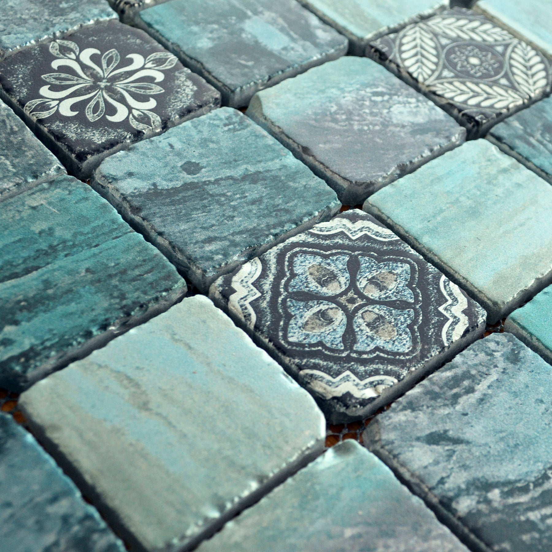 Antico Jade Green Rustic Edge Matt Glass Mosaic 30x30cm