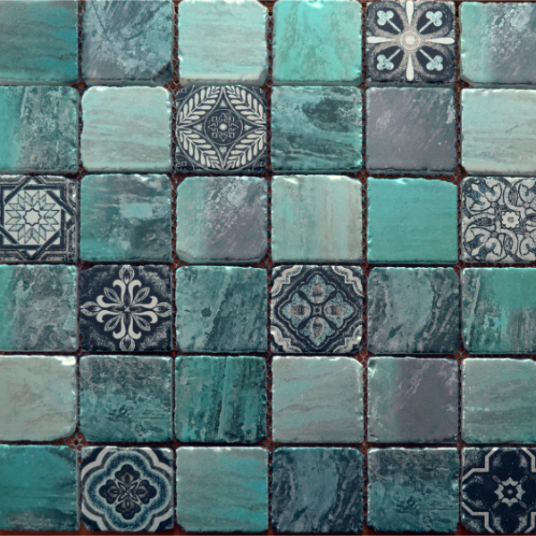 Antico Jade Green Rustic Edge Matt Glass Mosaic 30x30cm