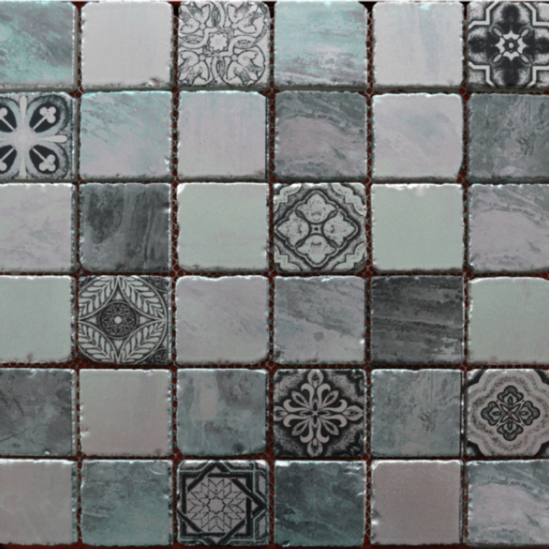 Antico Opal Rustic Edge Matt Glass Pattern Mosaic 30x30cm