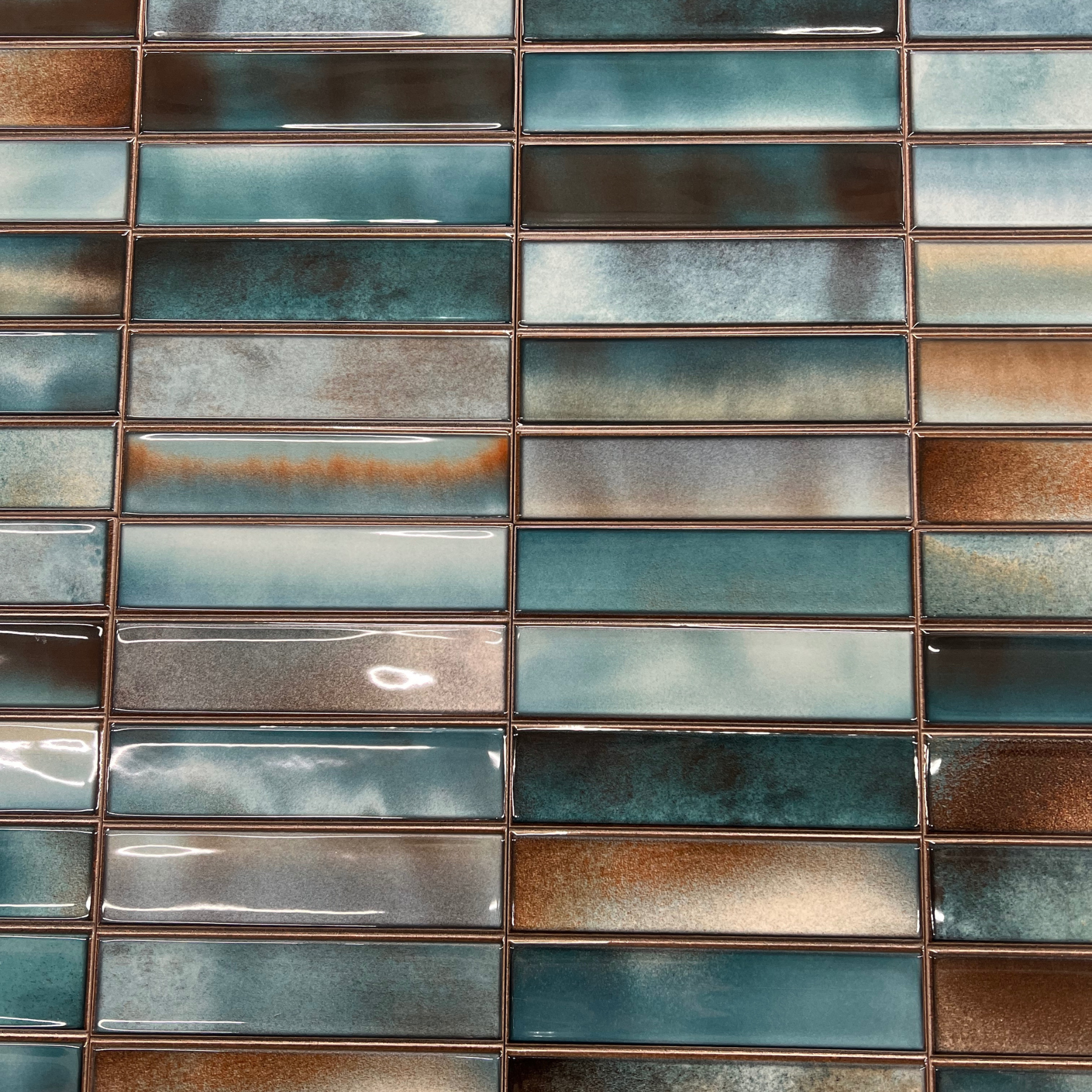 Bravier Aqua Brick Effect Ceramic Gloss Wall Tile 15x30cm