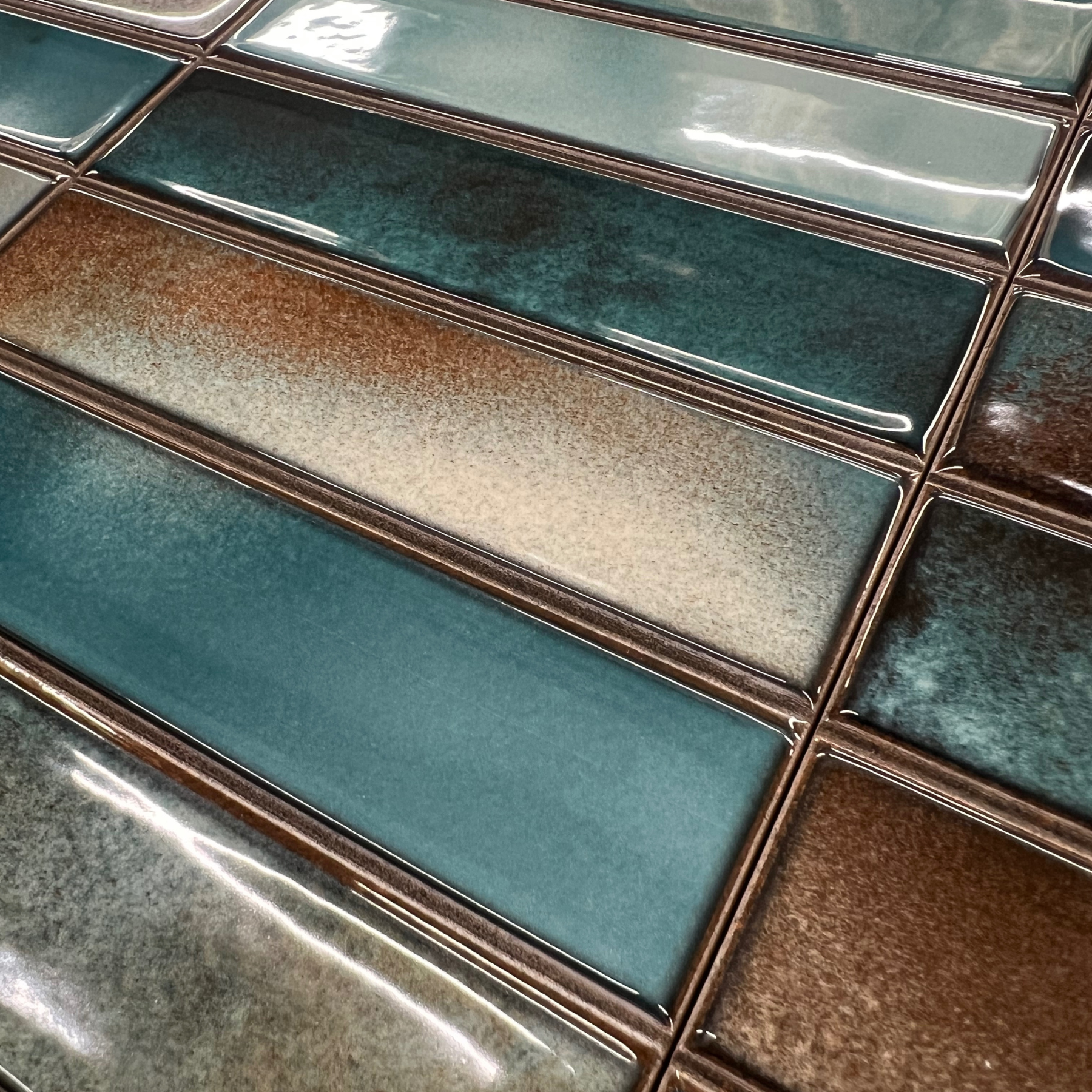 Bravier Aqua Brick Effect Ceramic Gloss Wall Tile 15x30cm