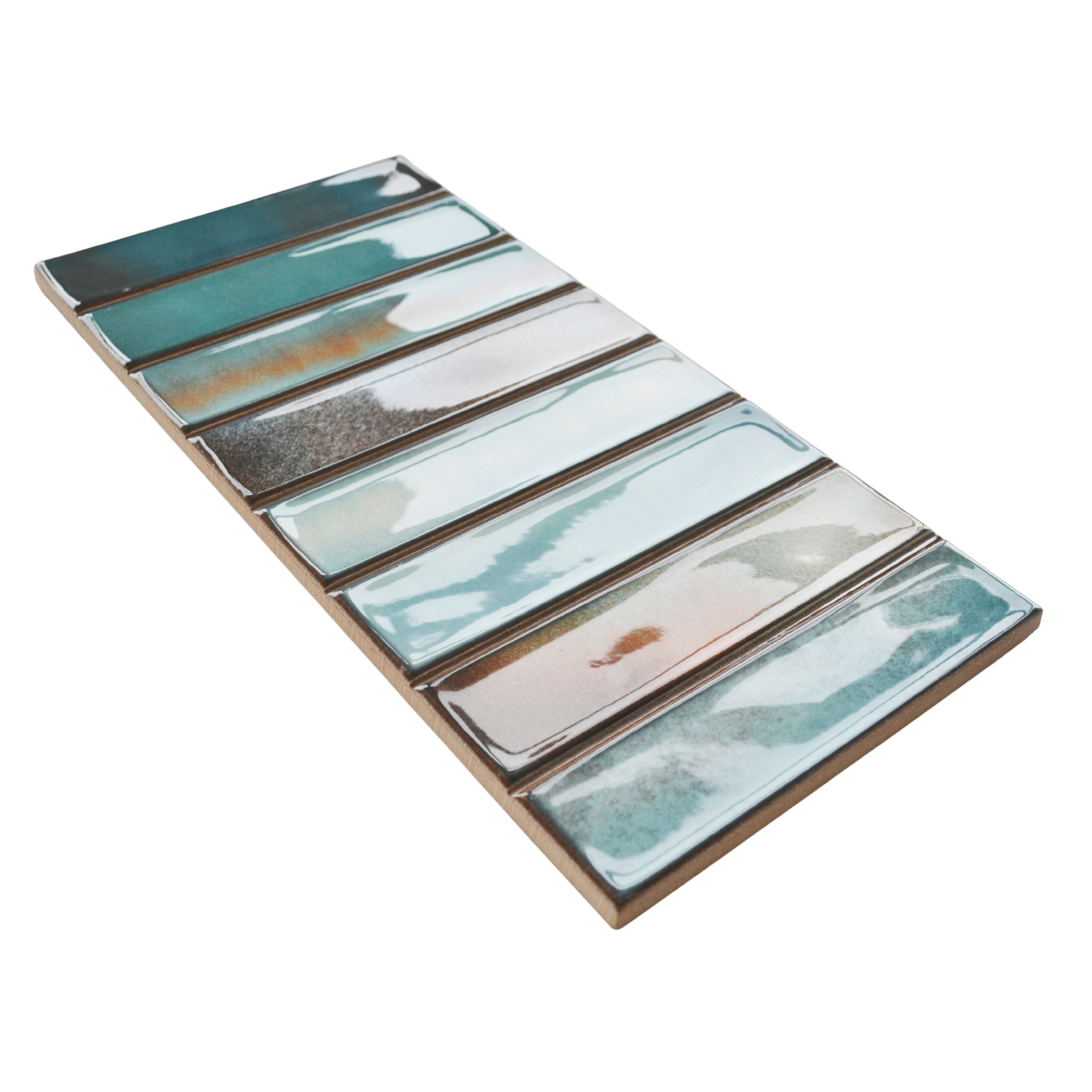 Bravier Aqua Brick Effect Ceramic Gloss Wall Tile 15x30cm