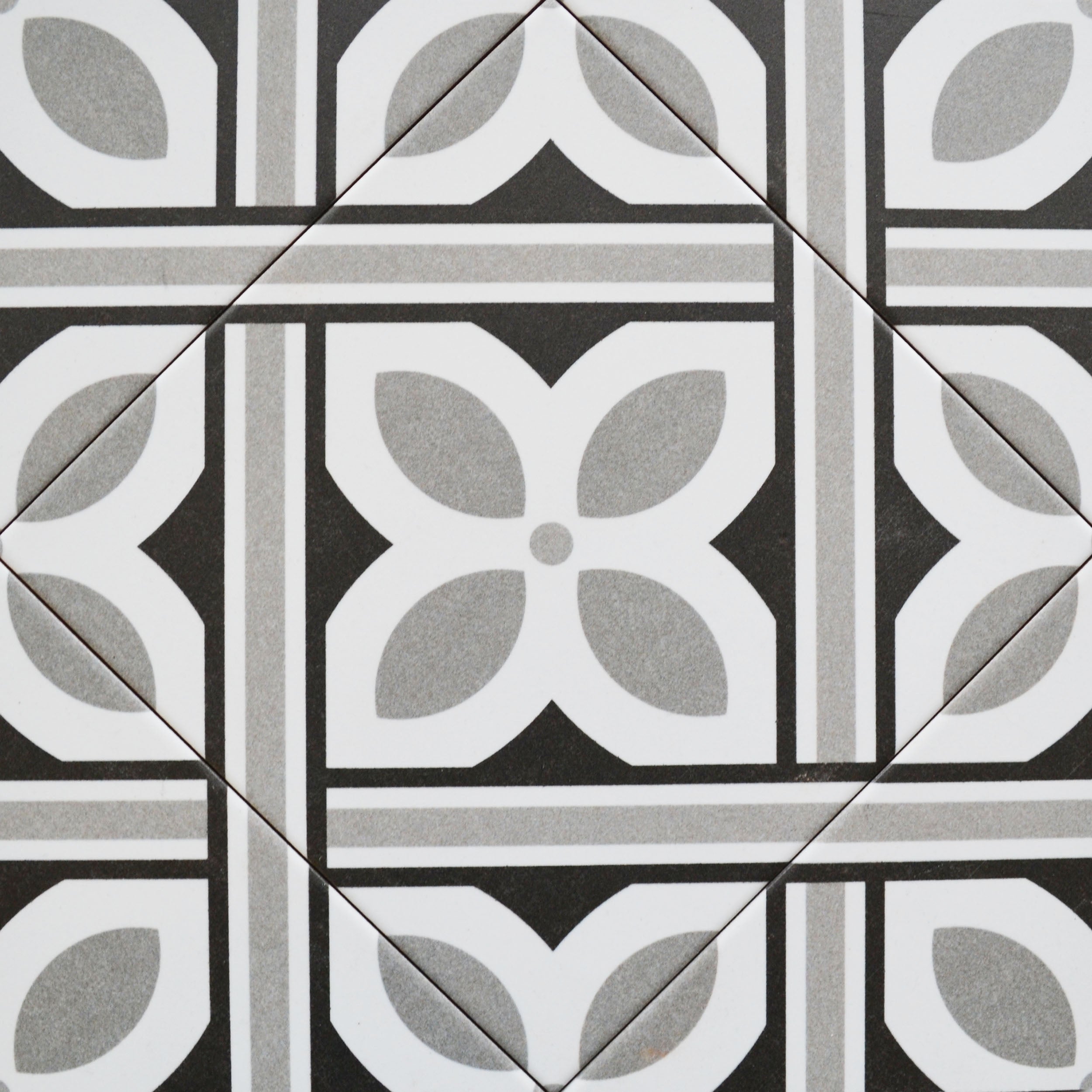 Aurora Grey & White Pattern Ceramic Matt Tile 20x20cm