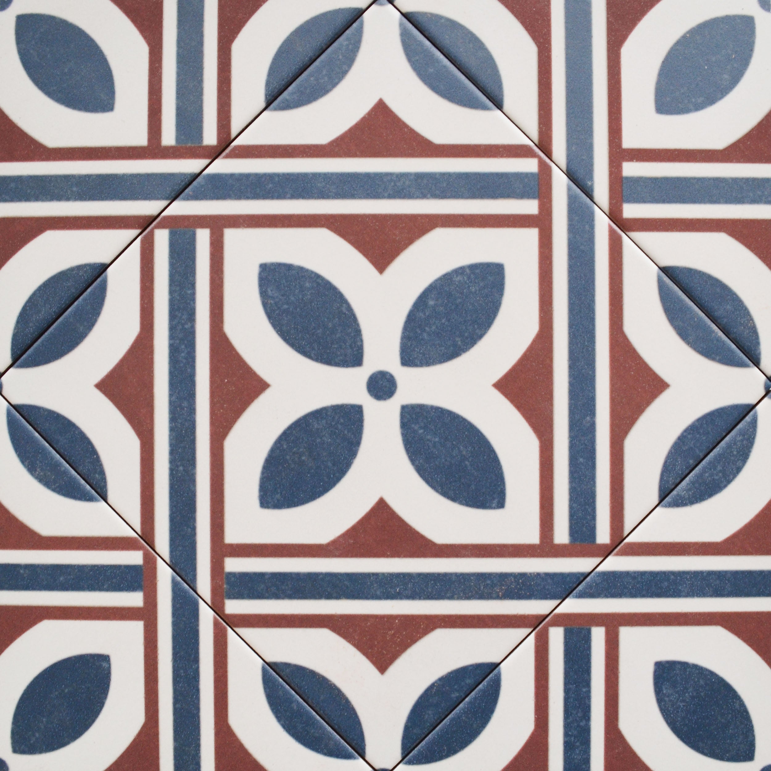 Aurora Blue & Red Mix Pattern Ceramic Matt Tile 20x20cm