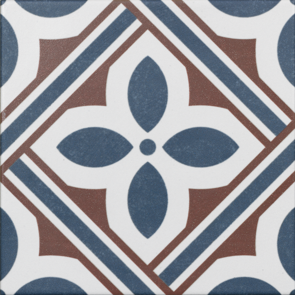 Aurora Blue & Red Mix Pattern Ceramic Matt Tile 20x20cm
