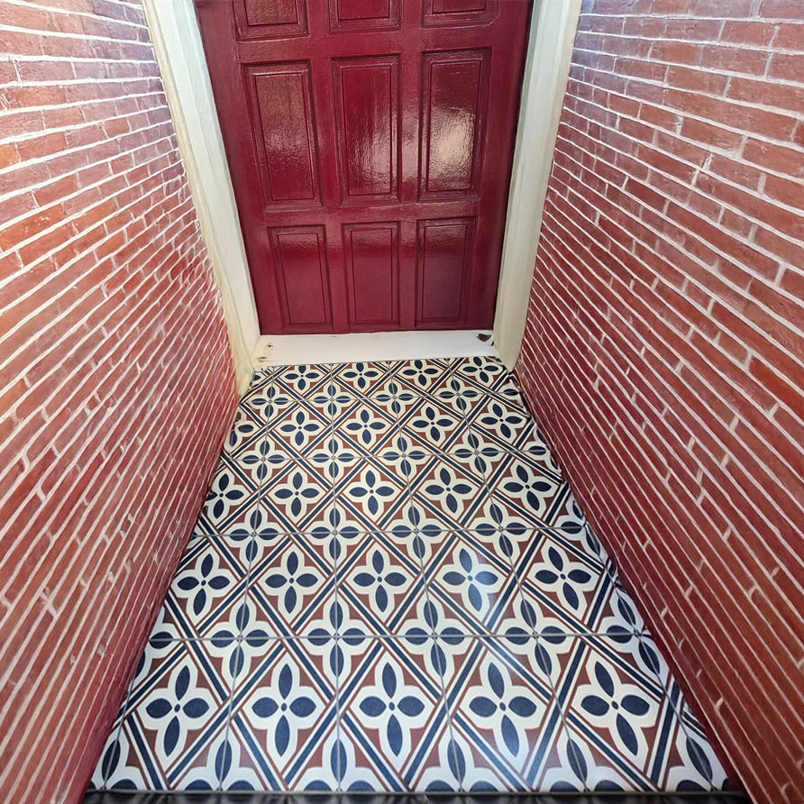 Aurora Blue & Red Mix Pattern Ceramic Matt Tile 20x20cm