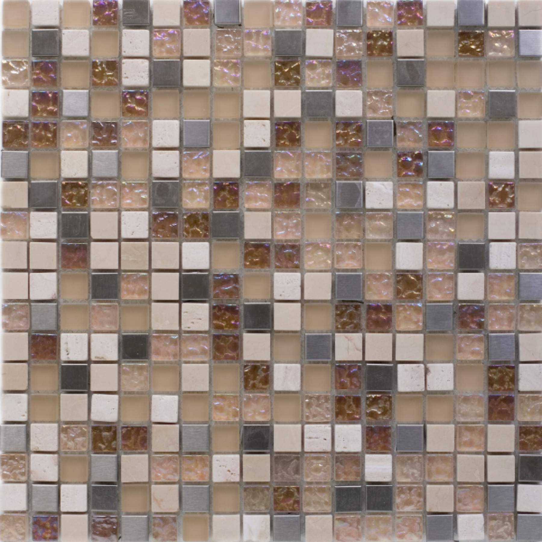 Atmosphere Travertine, Brushed Metal & Glass Mosaic 30x30cm