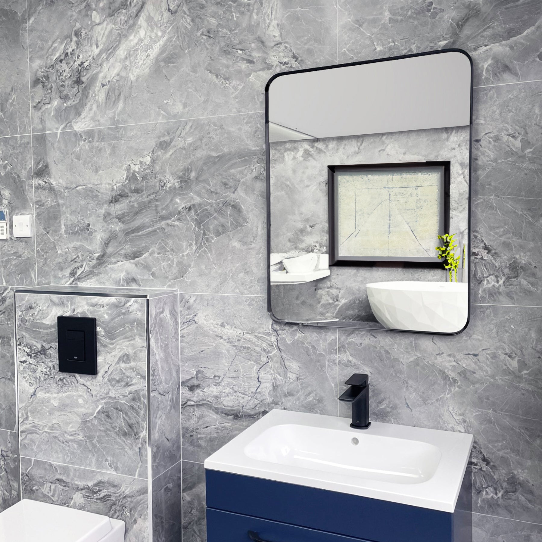 Bellevue Grey Marble Effect Porcelain Satin Tile 60x120cm