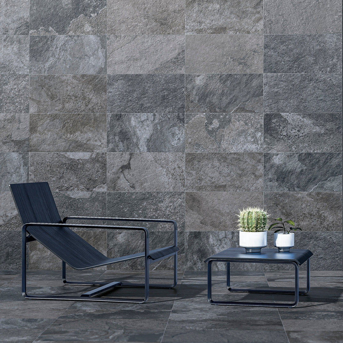 Biella Black Slip Resistant Porcelain Tile 30x60cm