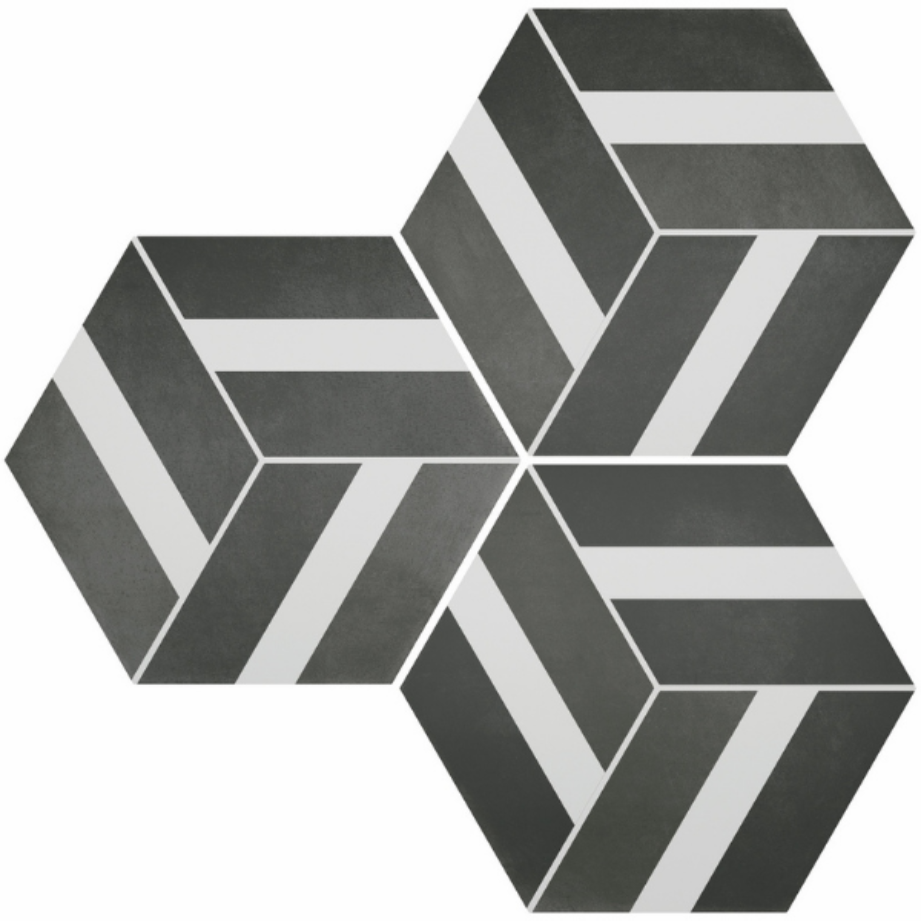 Bardi Black Hexagonal Pattern Porcelain Matt 23x27cm