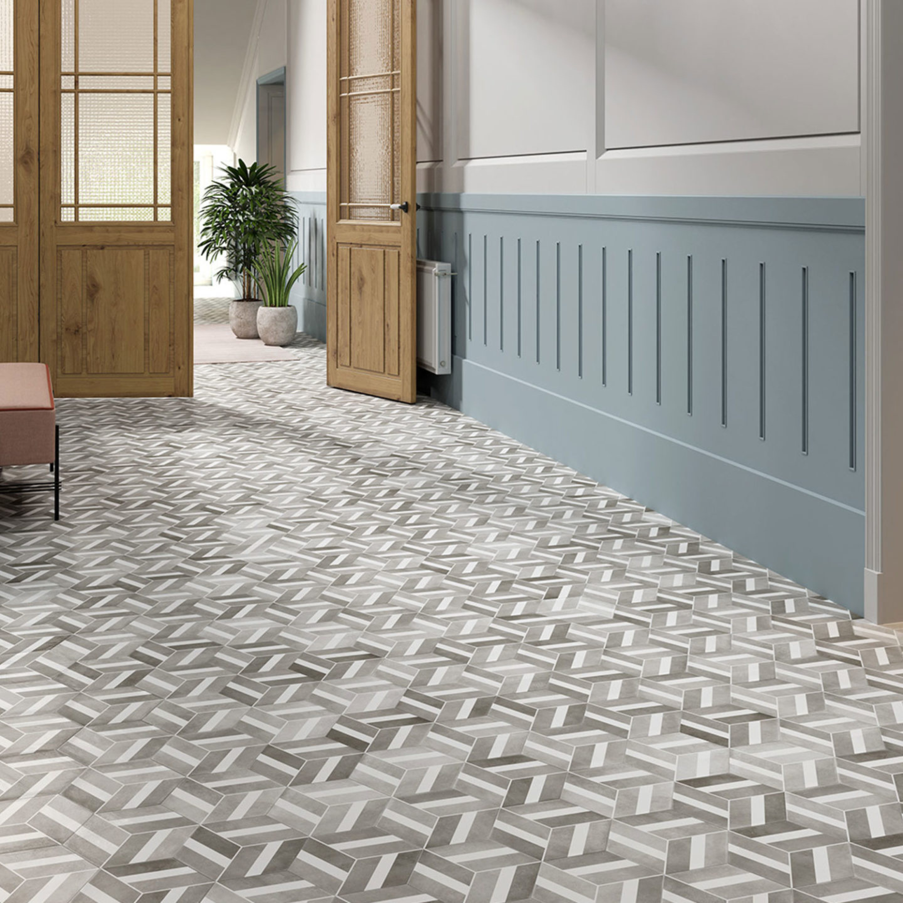 Bardi Grey Hexagonal Pattern Porcelain Matt 23x27cm