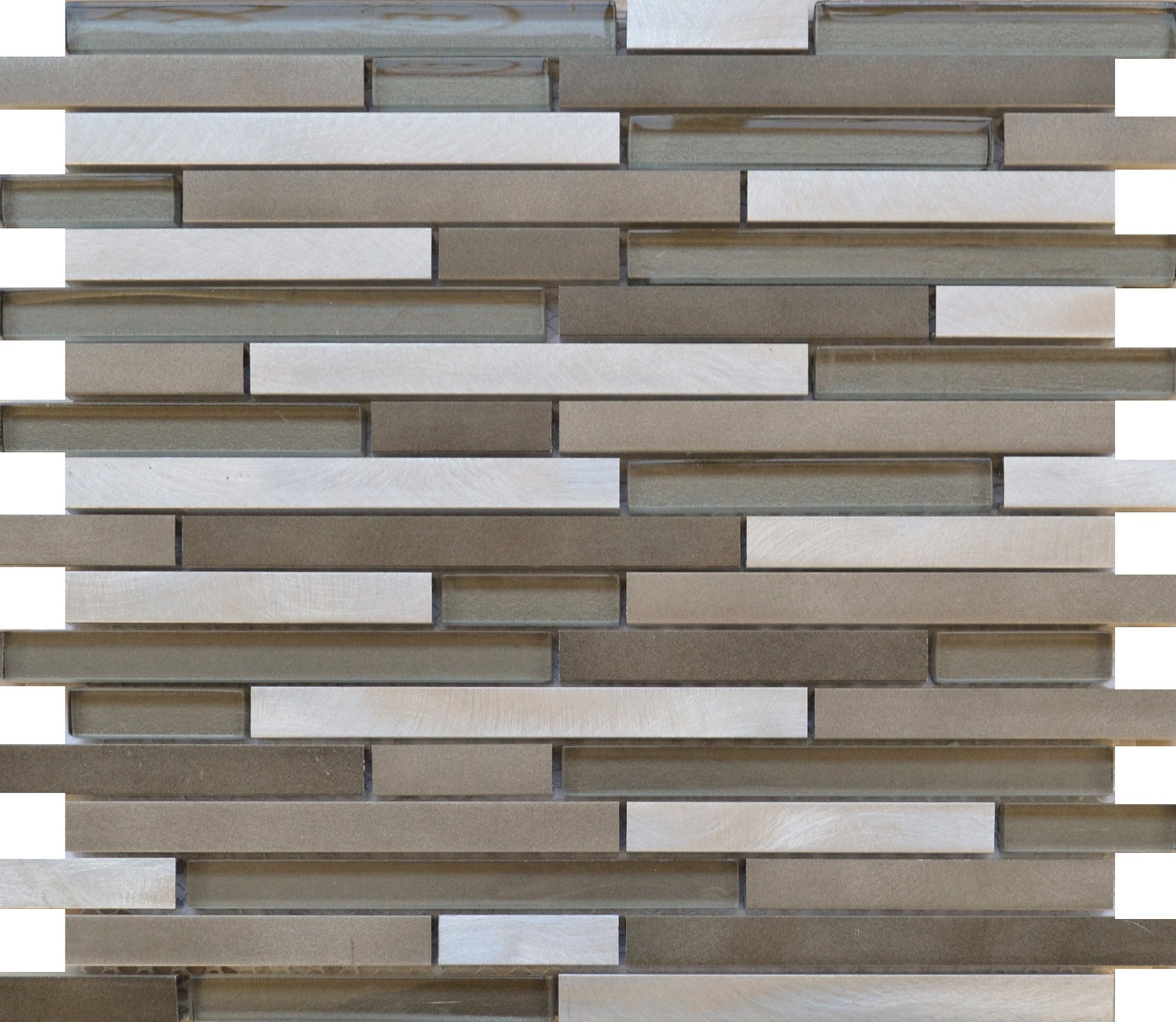 Brazil Platinum Strip Brushed Metal & Glass Mosaic 30x30cm