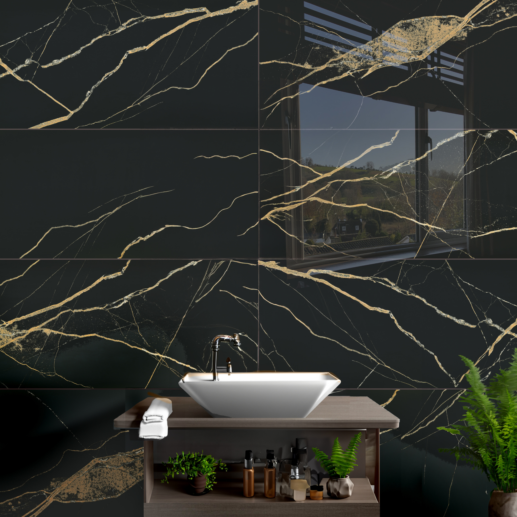 Bali Gold Marble Effect Polished Porcelain Tile 60x120cm