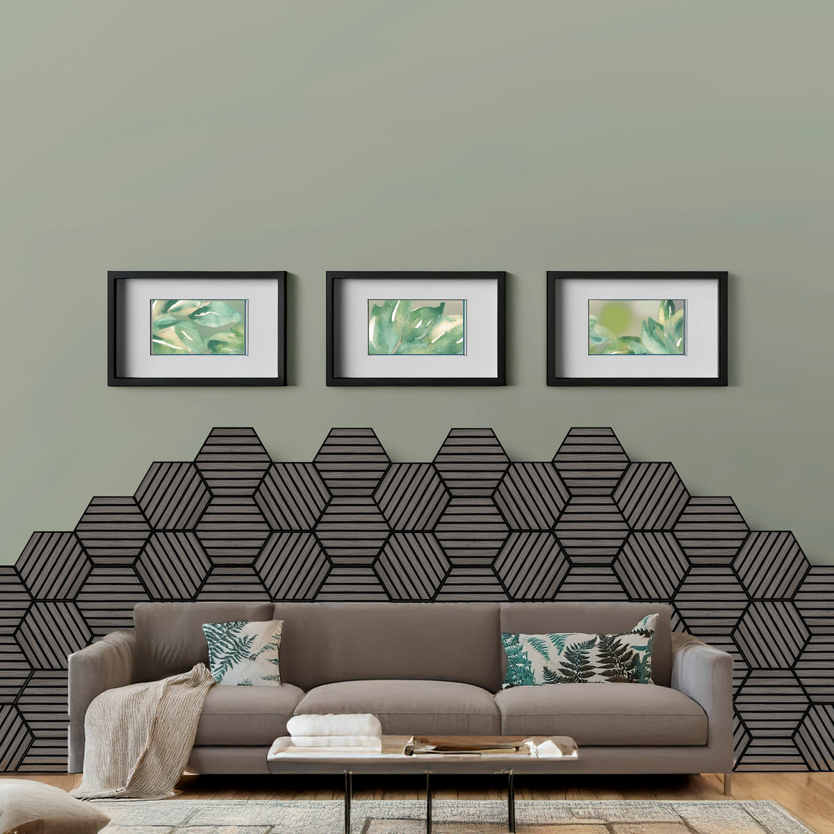 Black Self-Adhesive Acoustic Hexagon Wall Panel 26x30cm
