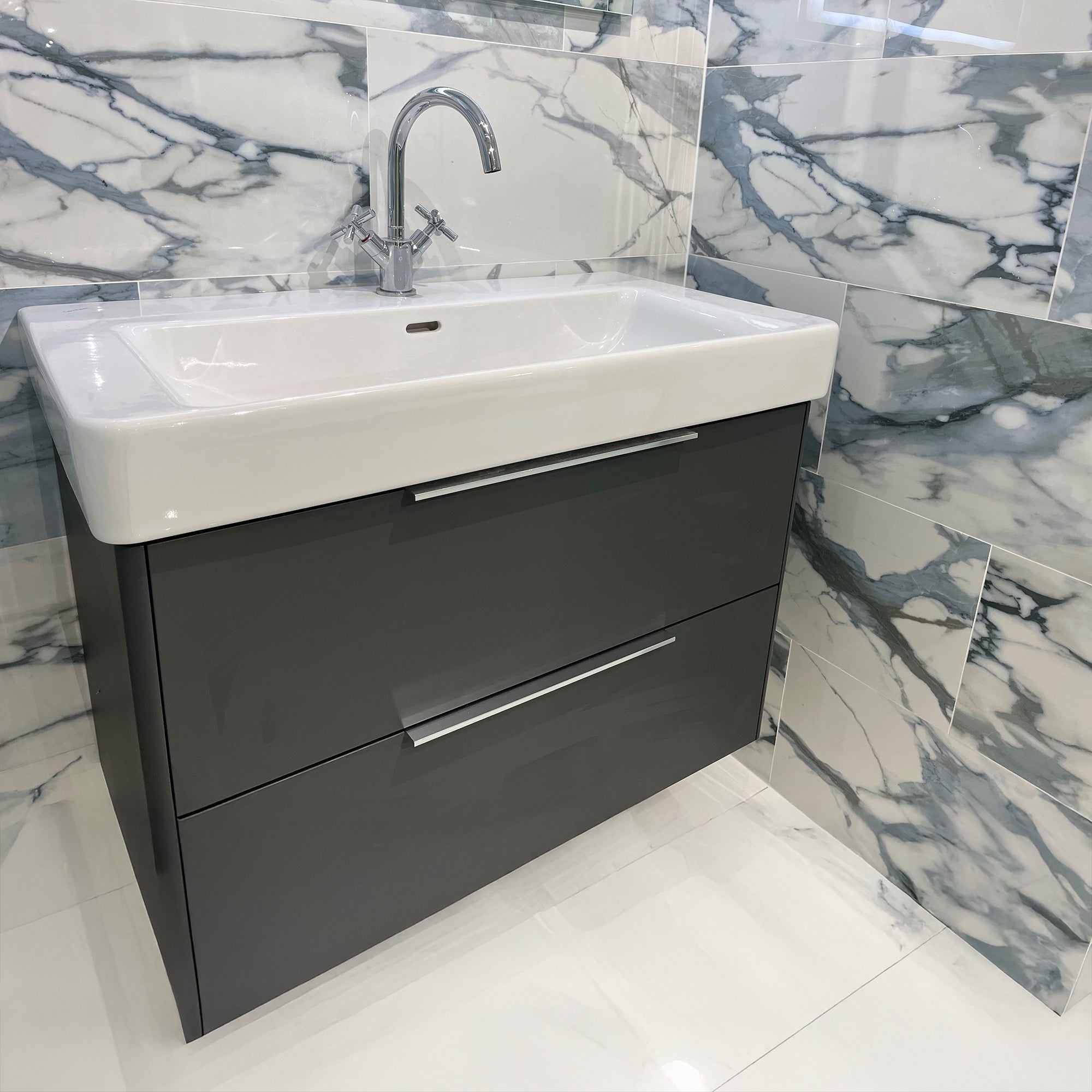 Terini Blue Marble Effect Polished Porcelain Tile 30x60cm
