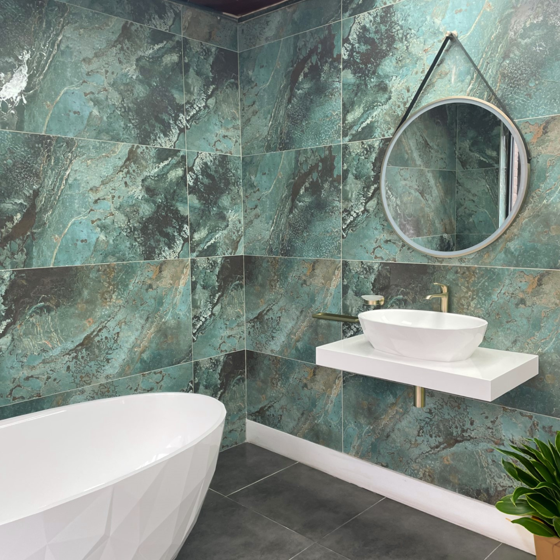 Modesto Blue Green Patina Effect Porcelain Tile 60x120cm