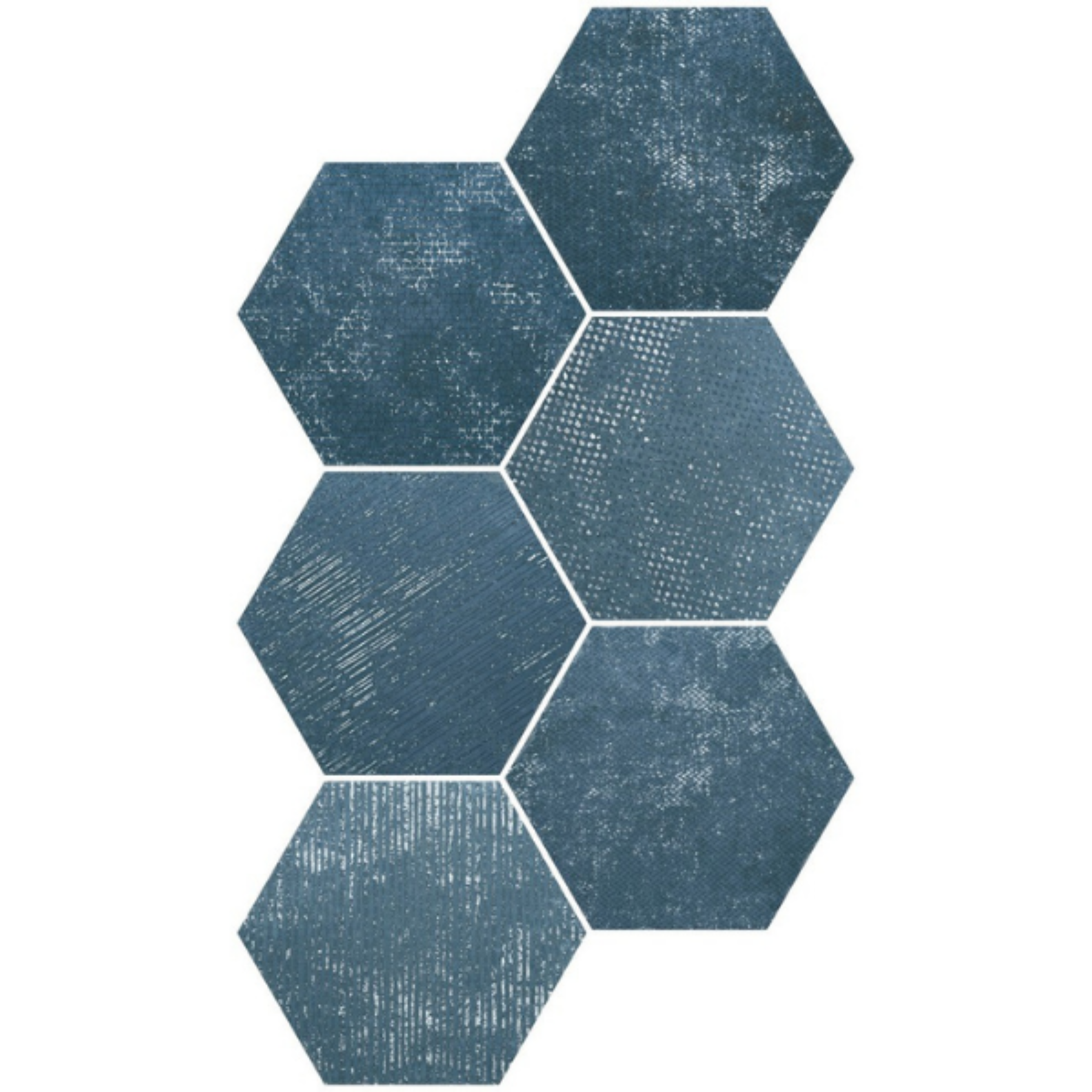 Bojano Azul Blue Hexagonal Porcelain Matt Tile 23x27cm