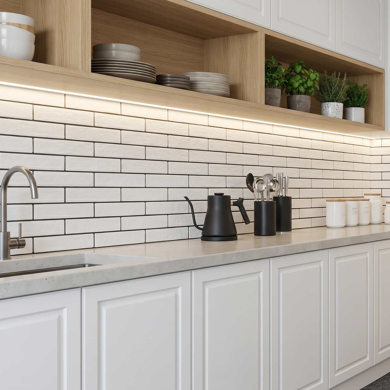 Boxgrove White Textured Porcelain Tile Brick Slips 6x25cm