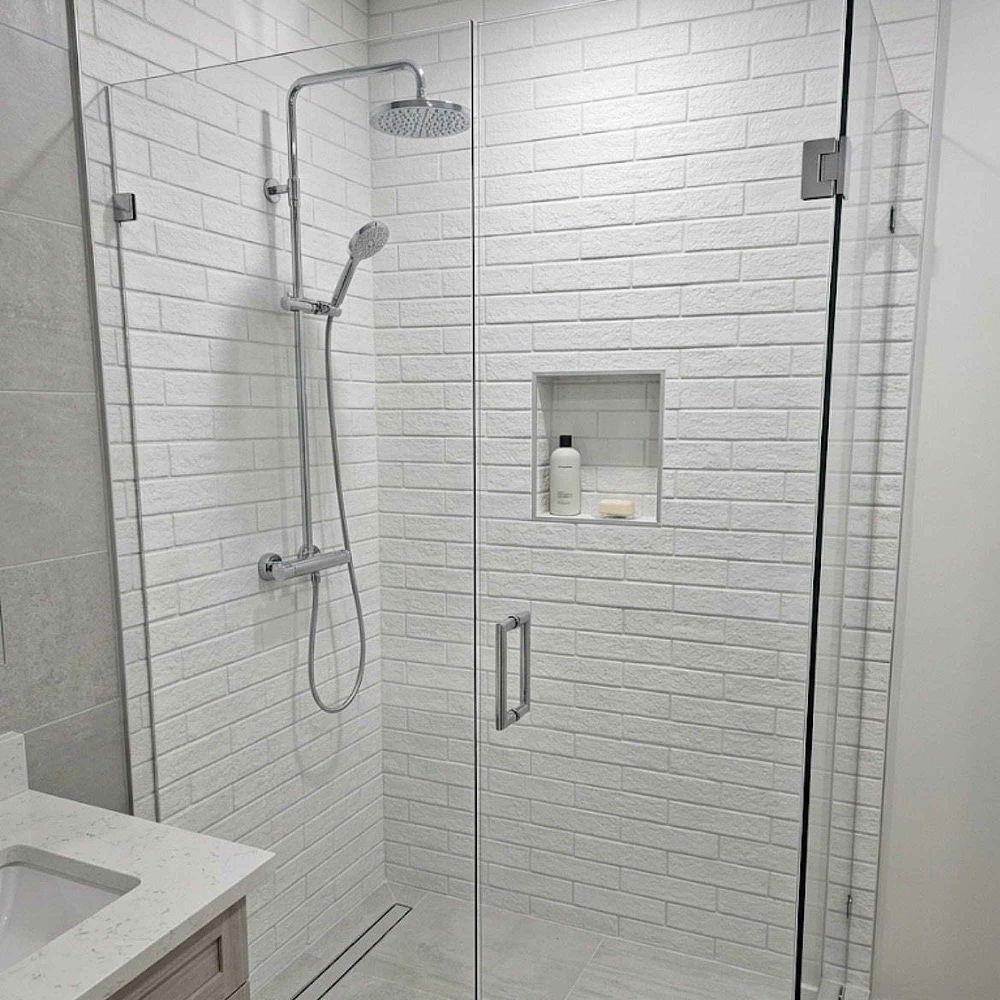 Boxgrove White Textured Porcelain Tile Brick Slips 6x25cm