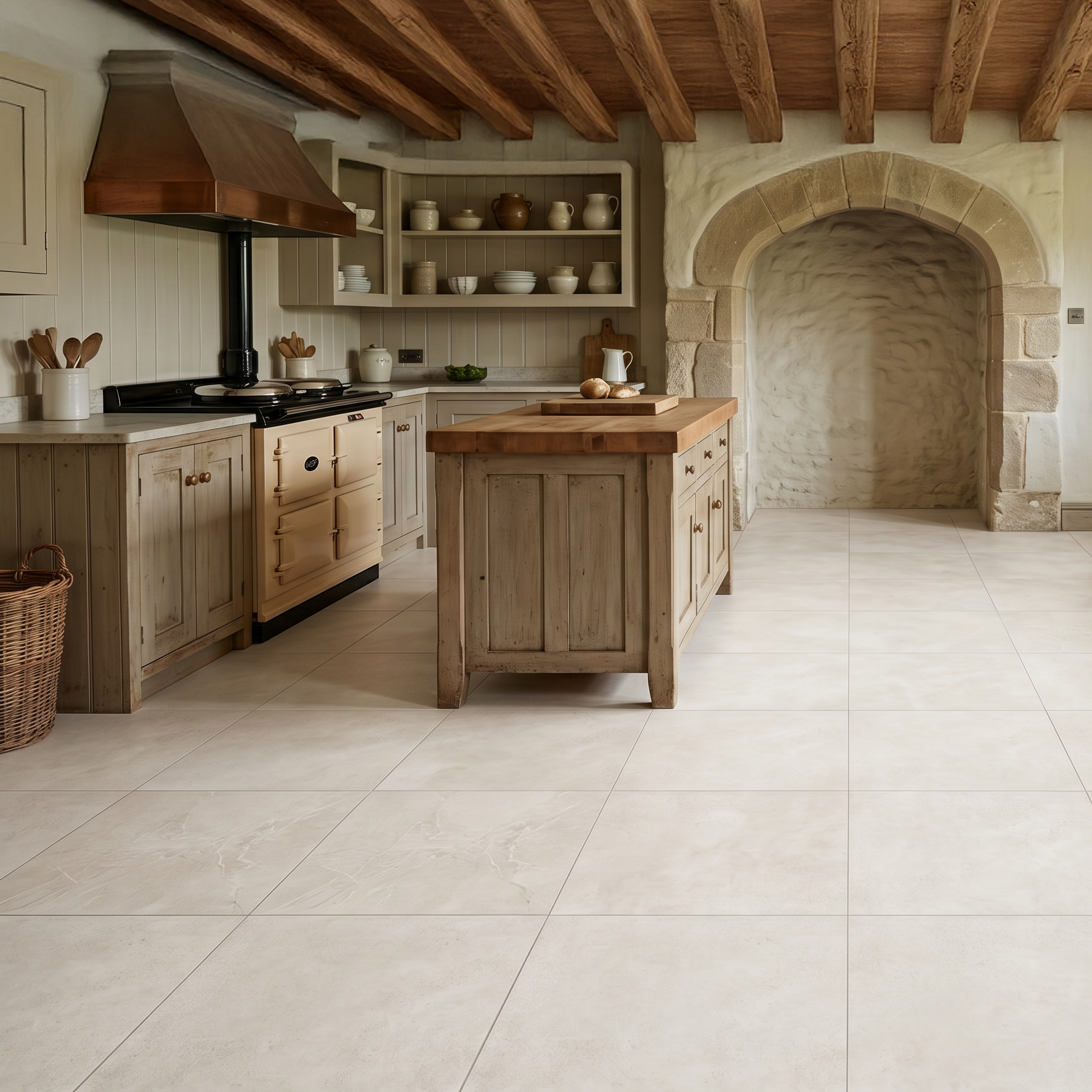 Bon Ivory Stone Effect Slip Resistant Porcelain Tile 60x60cm