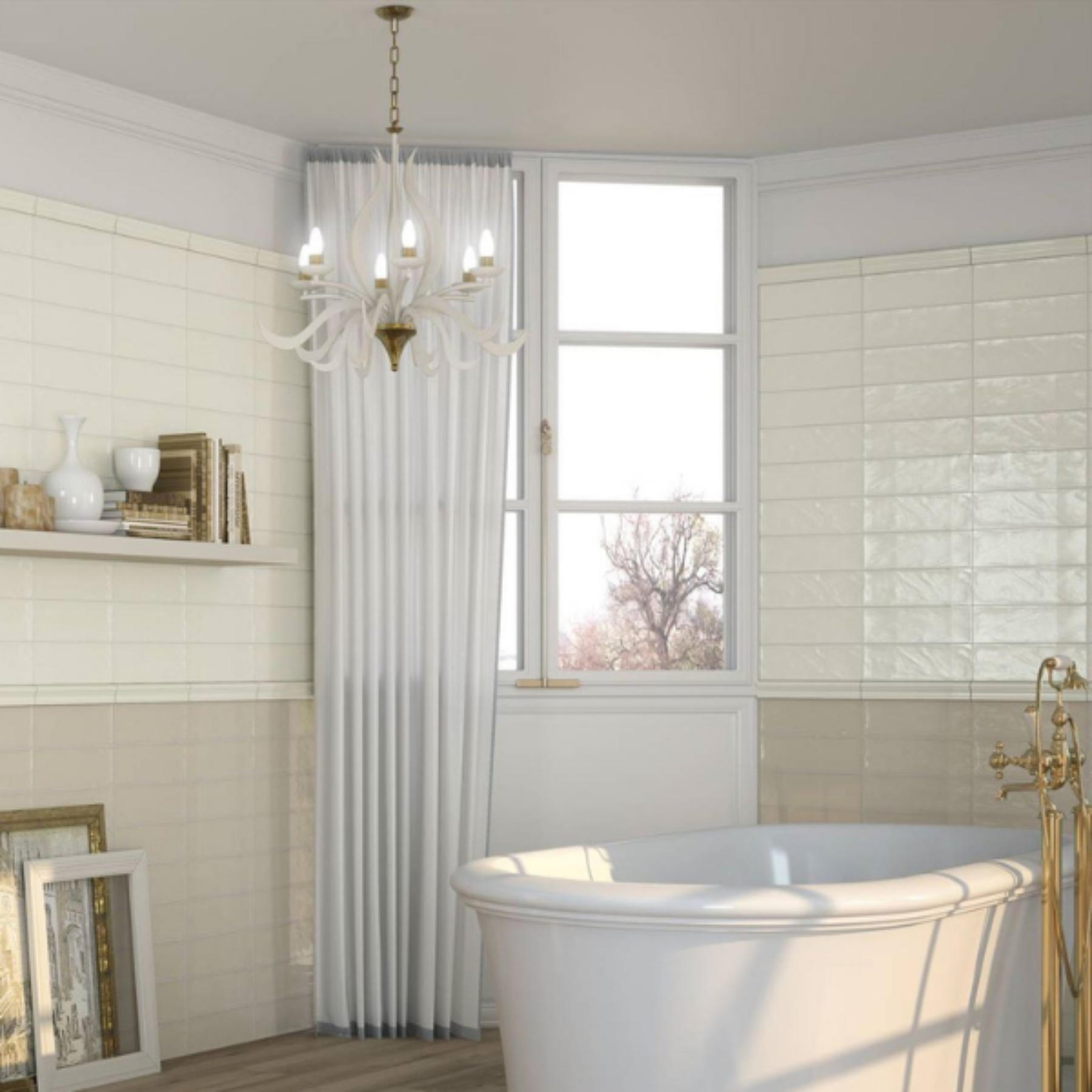 Bellagio Ivory Ceramic Gloss Brick Wall Tile 10x30cm