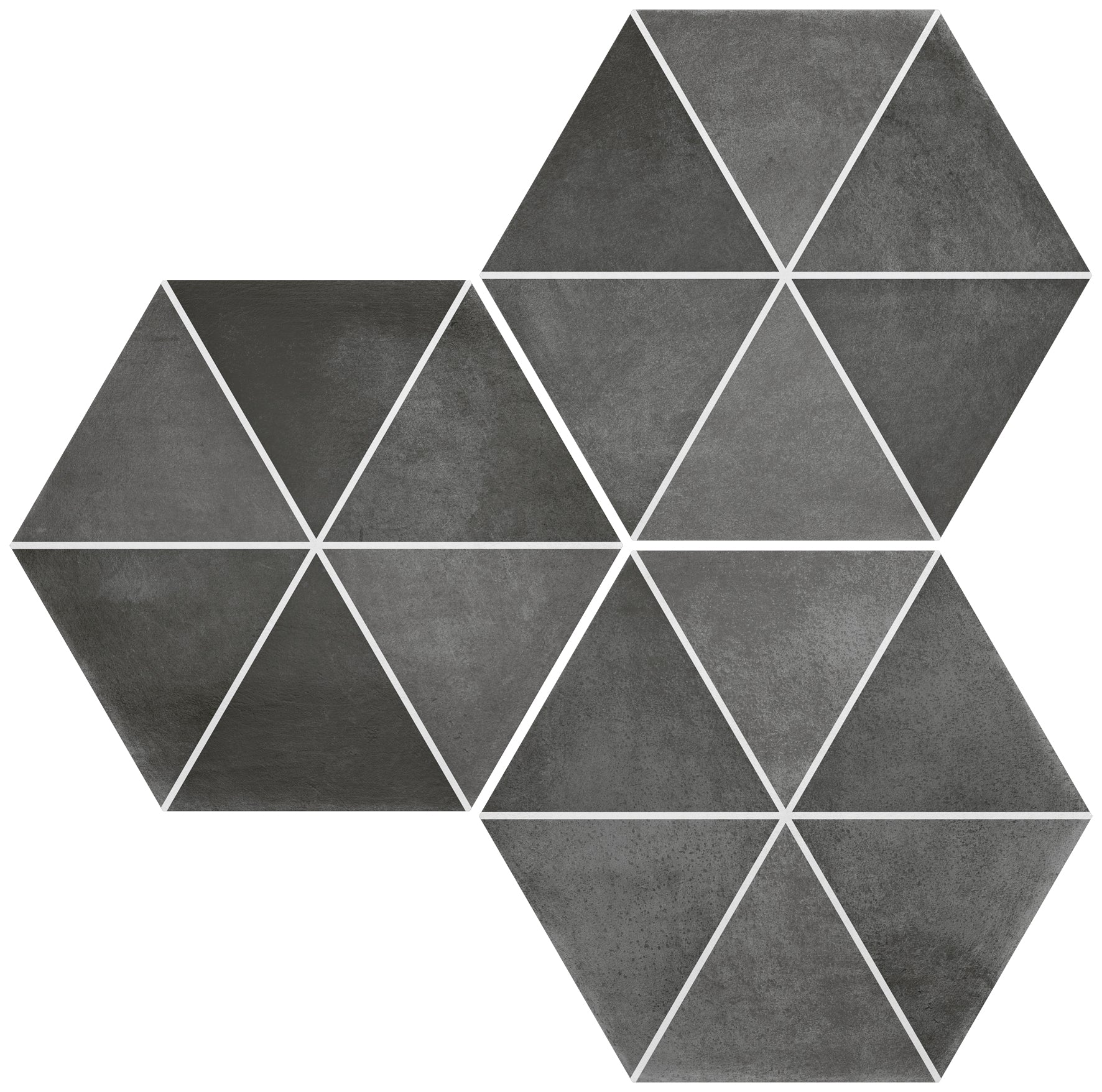 Casina Black Triangle Pattern Porcelain Hexagon Tile 23x27cm