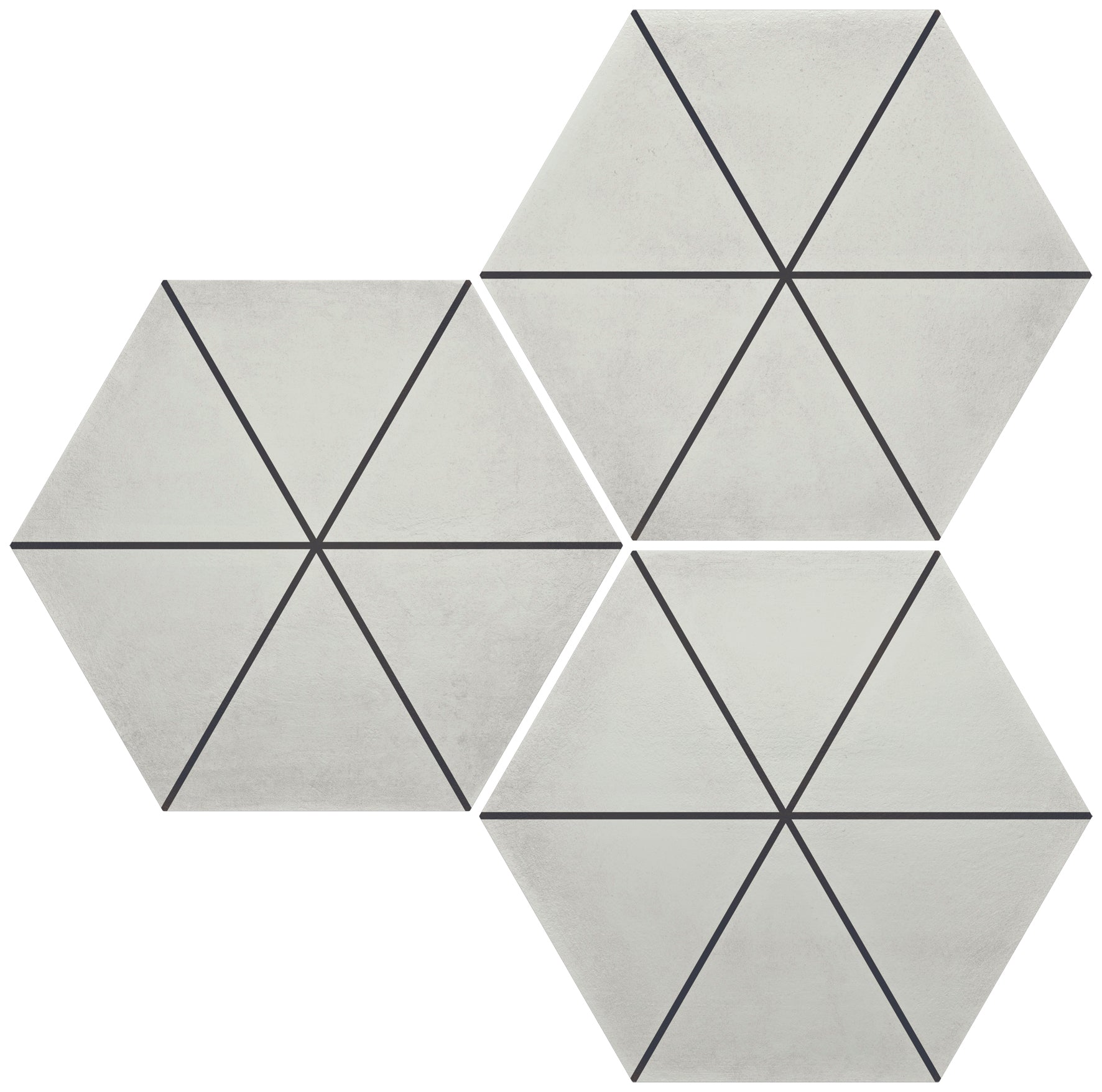 Casina Talc White Triangle Porcelain Hexagon Tile 23x27cm