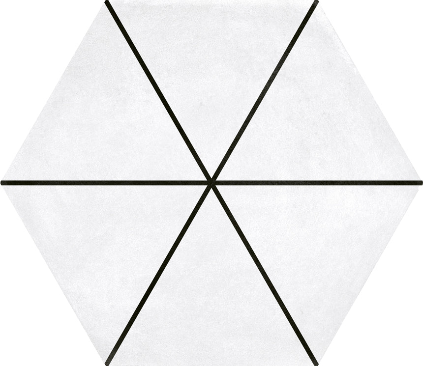 Casina Talc White Triangle Porcelain Hexagon Tile 23x27cm