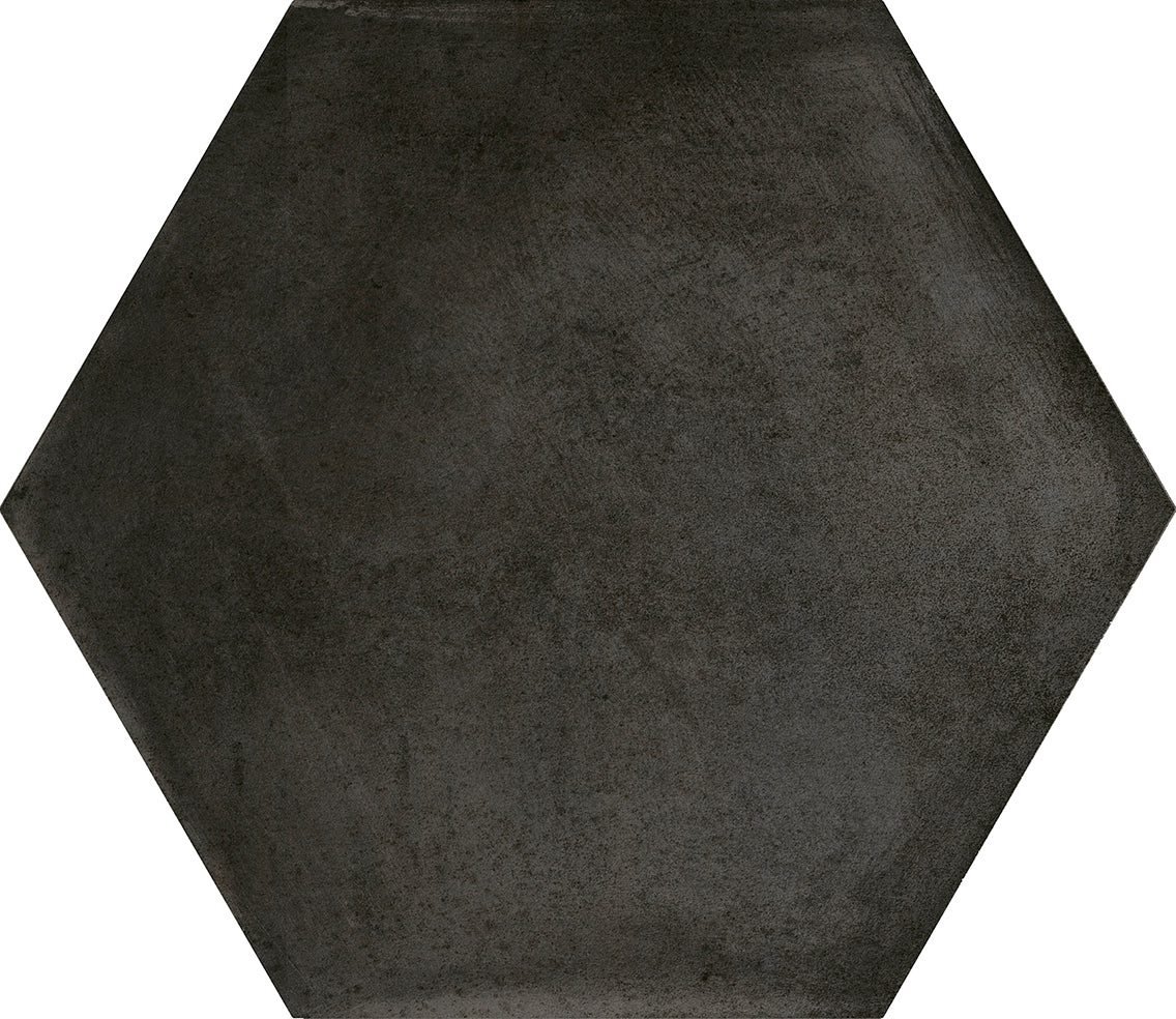 Cremona Black Hexagonal Porcelain Matt Tile 23x27cm