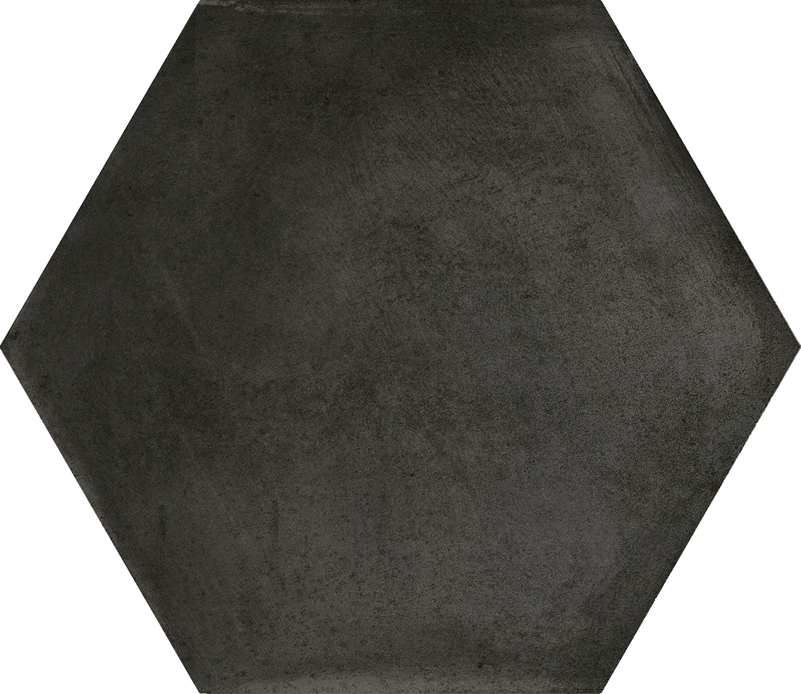Cremona Black Hexagonal Porcelain Matt Tile 23x27cm