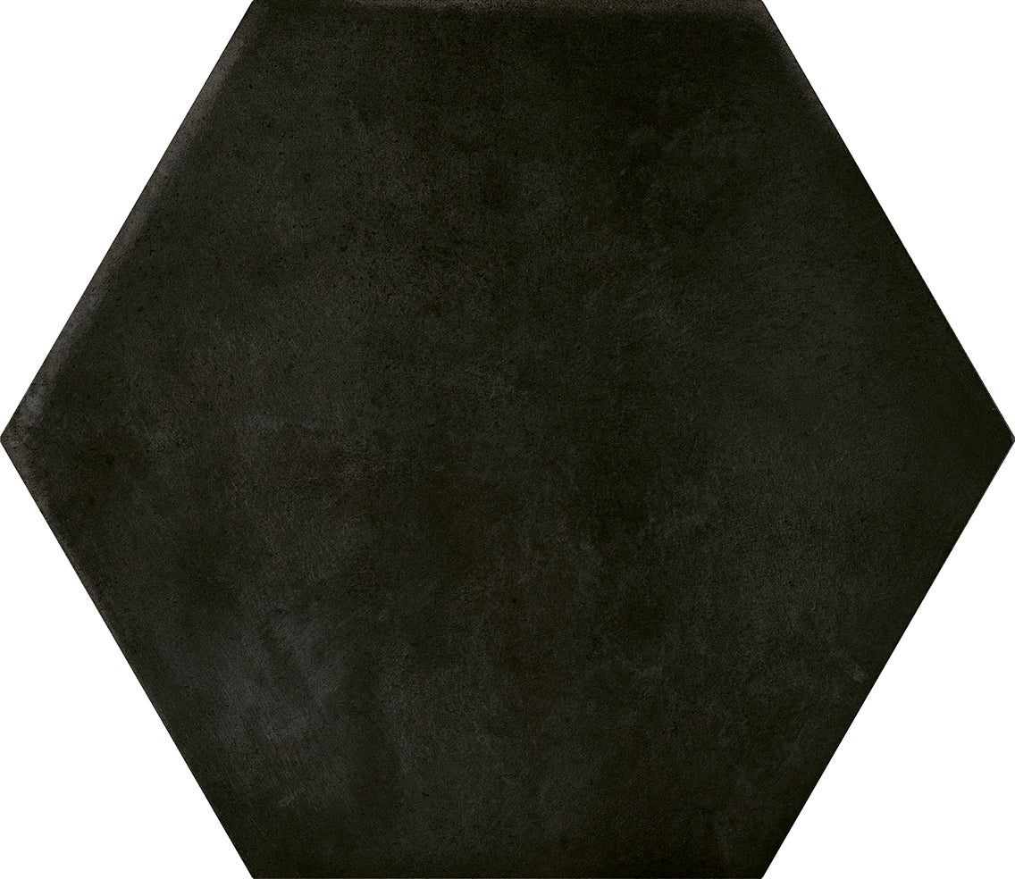 Cremona Black Hexagonal Porcelain Matt Tile 23x27cm