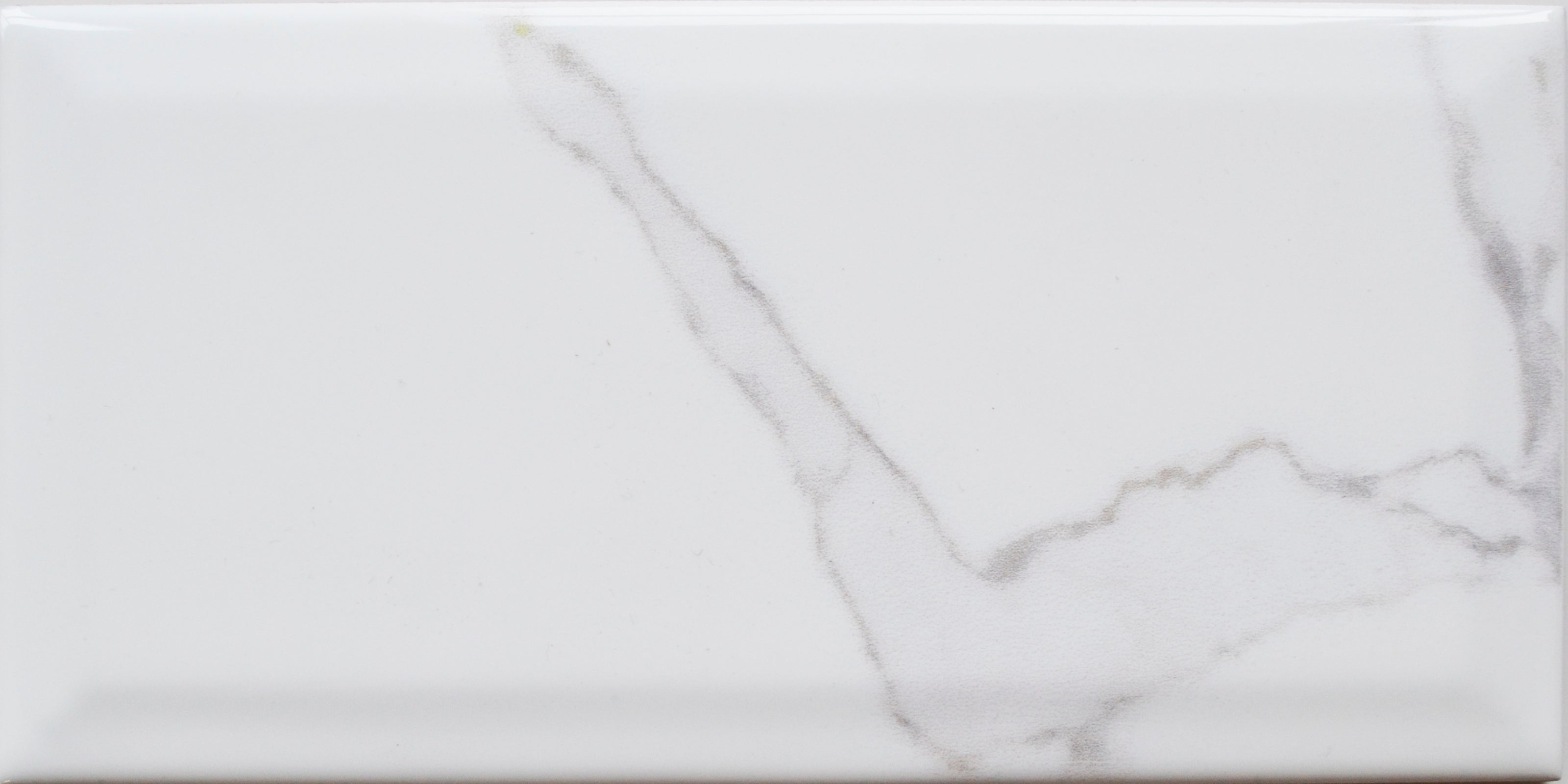 Prismatic Calcutta Marble Bevel Ceramic Wall Tile 10x20cm