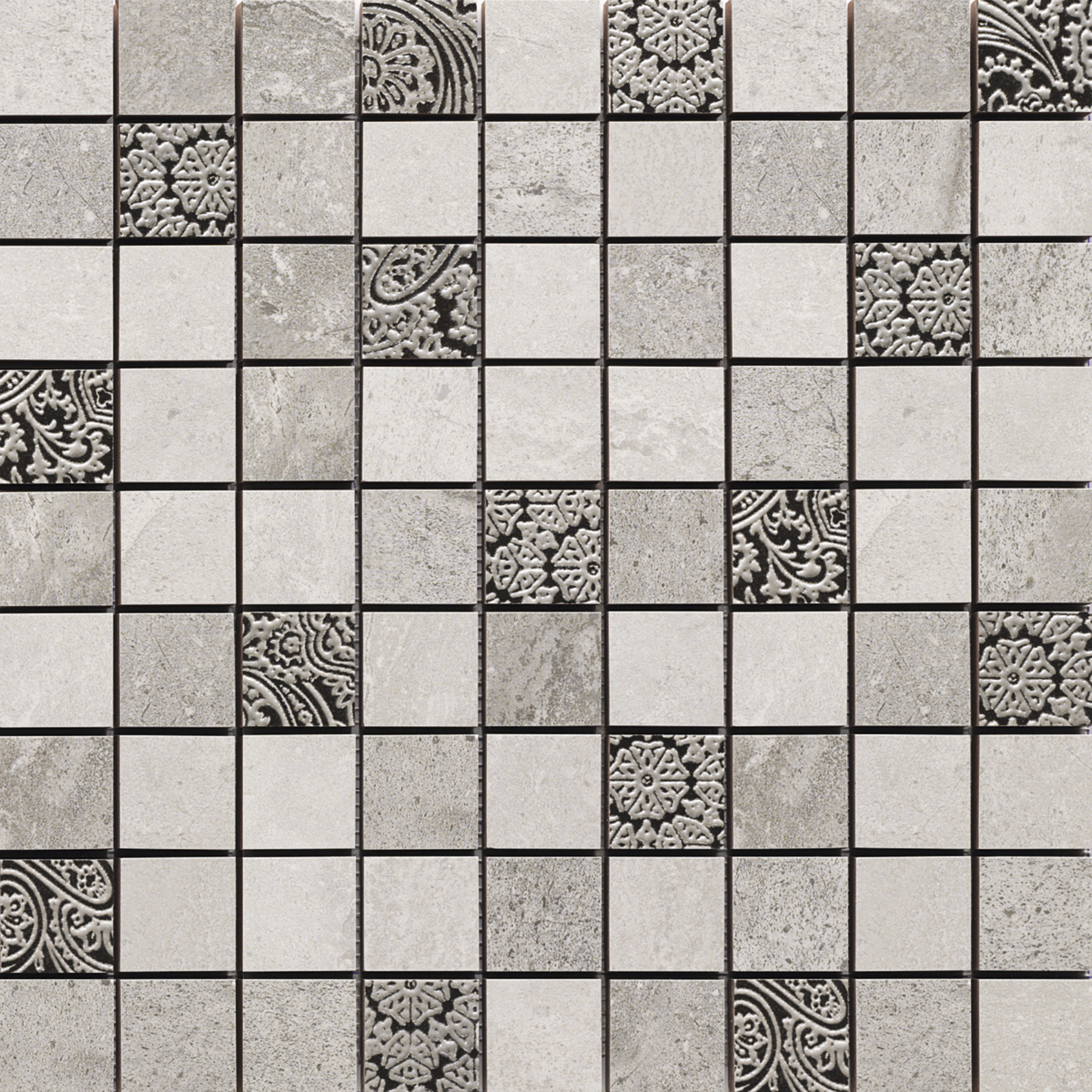 Cordoba Silver Ceramic Pattern Detail Matt Mosaic 30x30cm