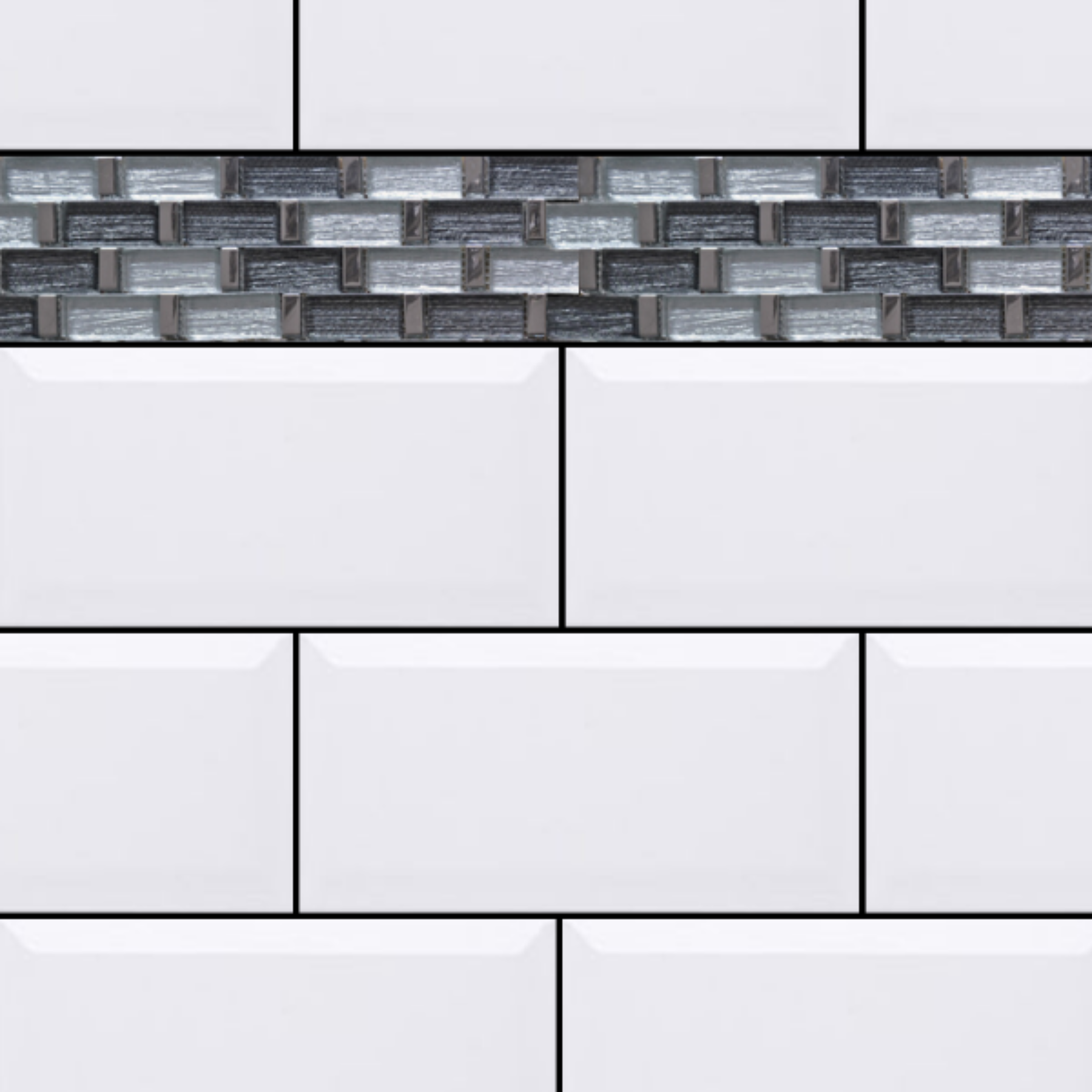 Cascade Pewter Metal & Glass Gloss Brick Mosaic 30x30cm