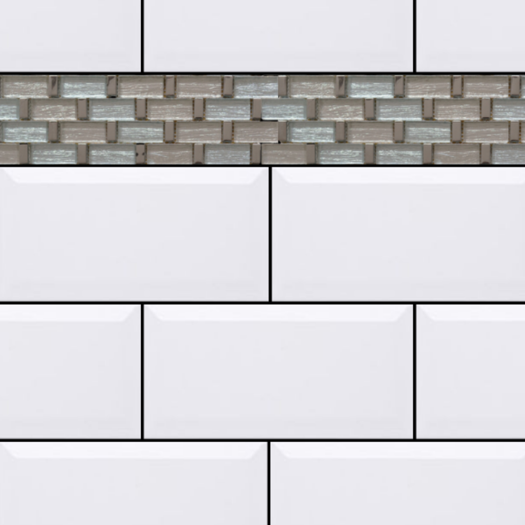 Cascade Silver Metal & Glass Gloss Brick Mosaic 30x30cm