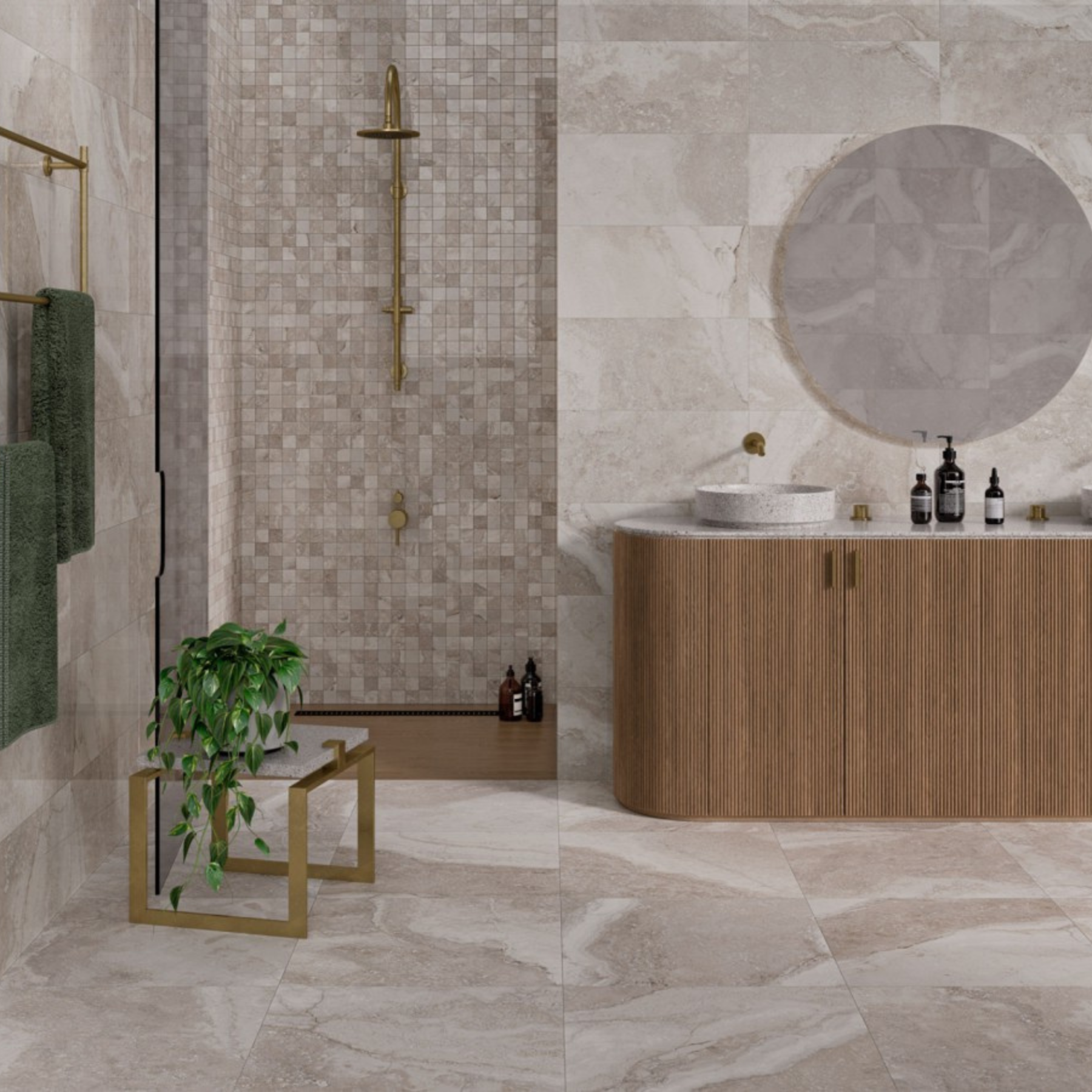 Canino Bianco Porcelain Travertine Effect Tile 59.2x59.2cm