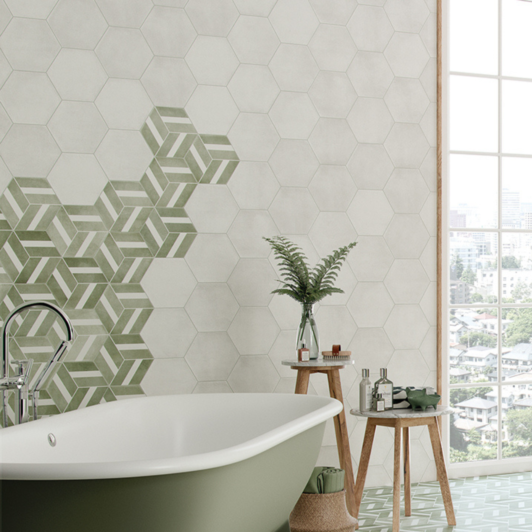 Cremona Talc White Hexagonal Porcelain Matt Tile 23x27cm