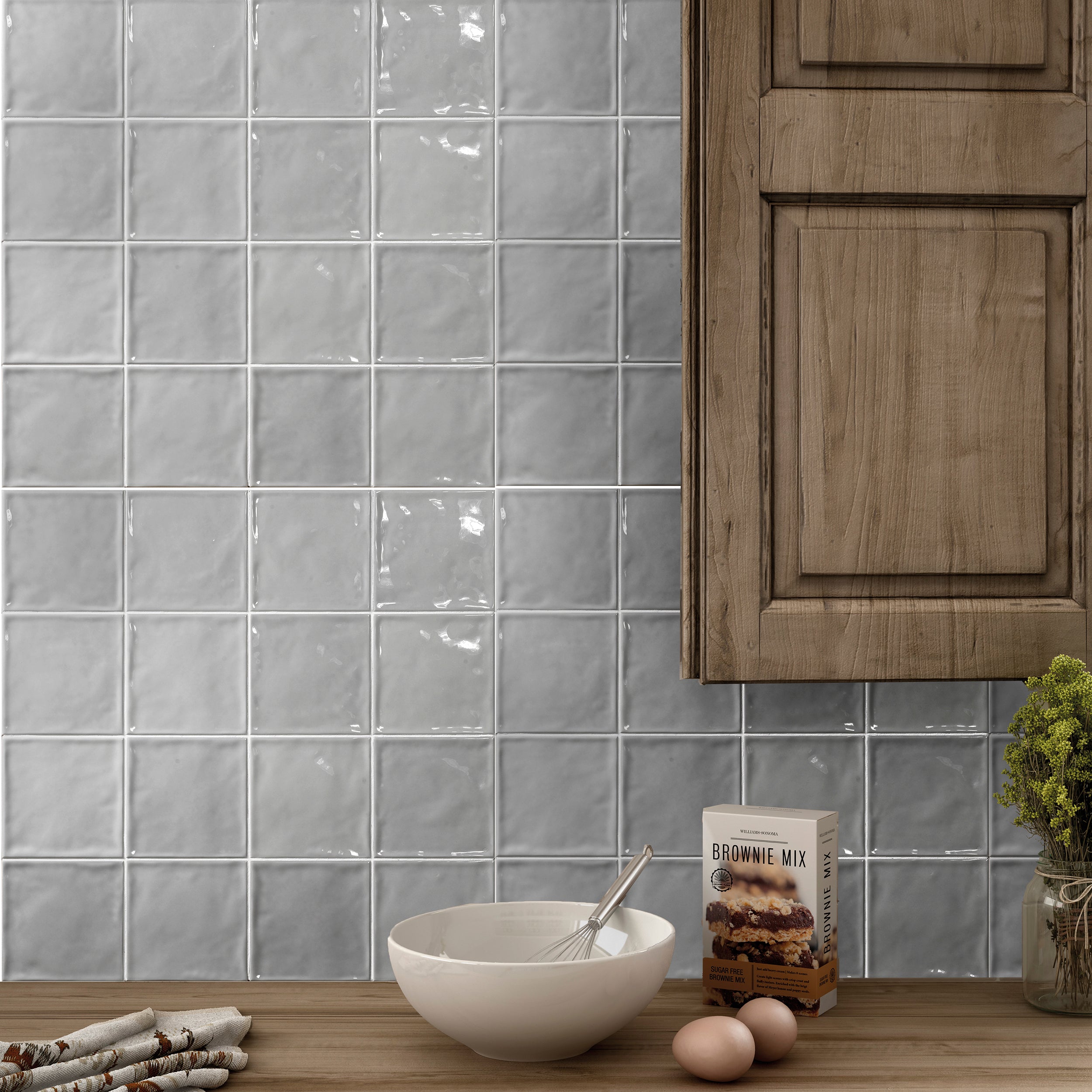 Calleo Gris Grey Ceramic Gloss Emobssed Wall Tile 15x15cm