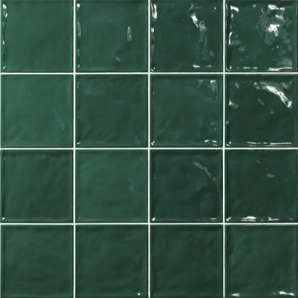Calleo Verde Green Ceramic Gloss Embossed Wall Tile 15x15cm